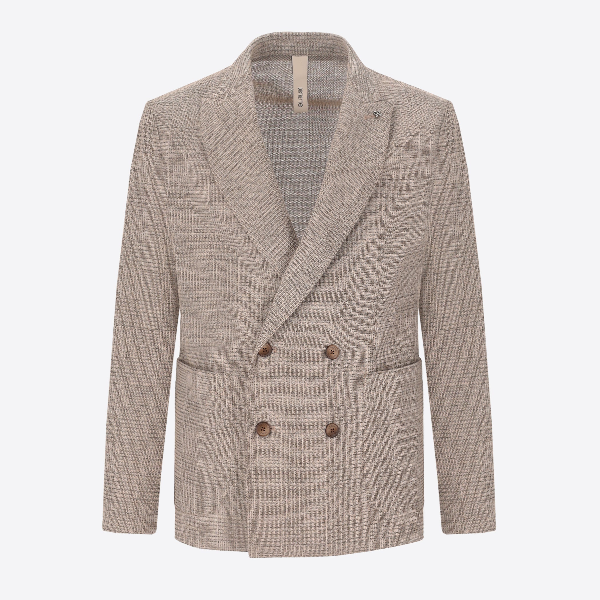 Double-Breasted Jacket Narciso In Stretch Knit Prince Of Wales Jacquard Fabric