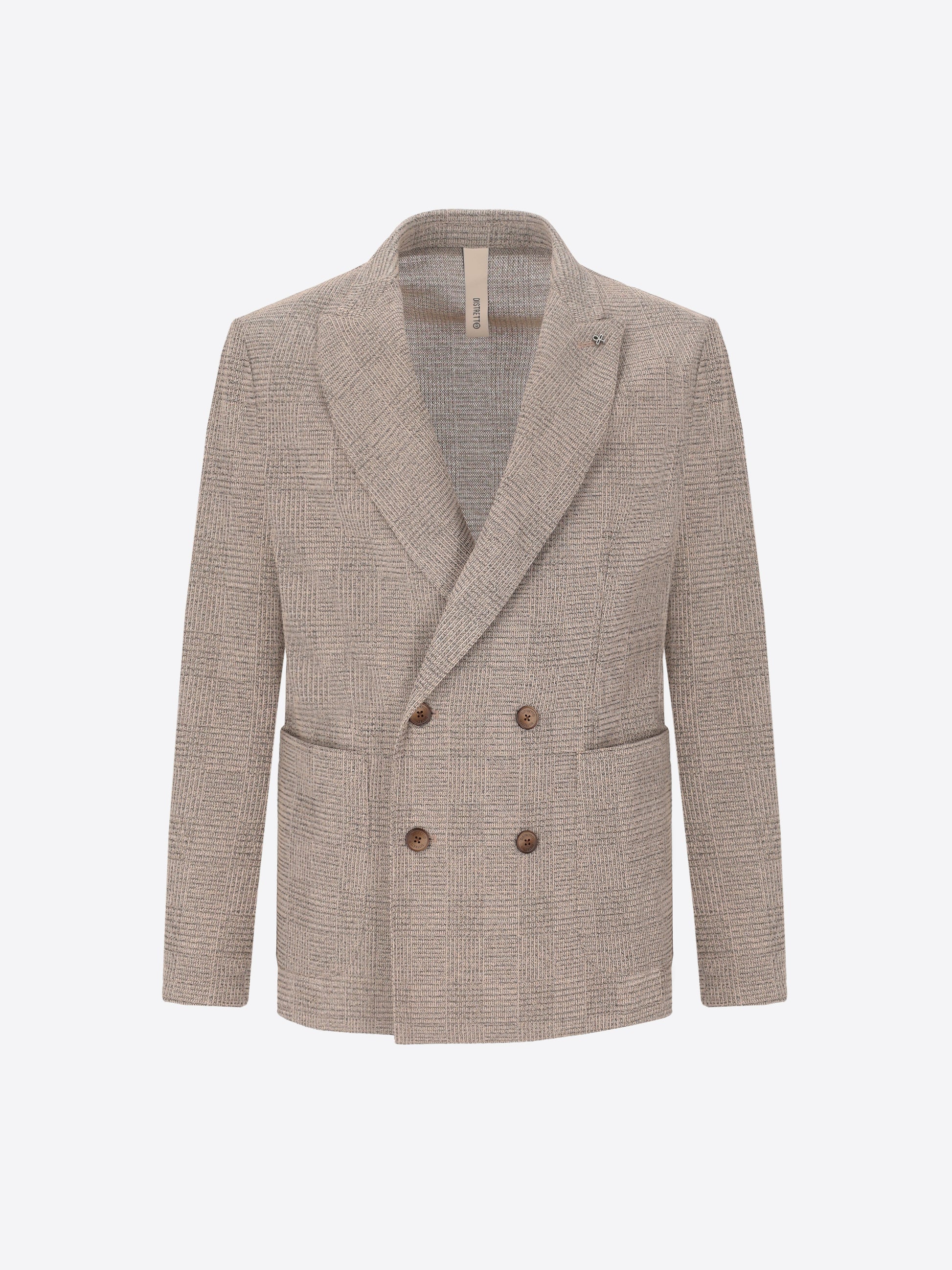 Double-Breasted Jacket Narciso In Stretch Knit Prince Of Wales Jacquard Fabric