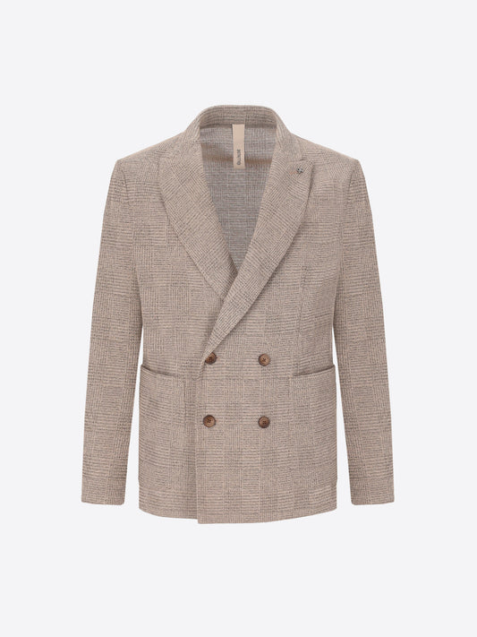 Narciso Doppelreihige Jacke Aus Stretch-Strick-Jacquard Mit Prince-of-Wales-Muster