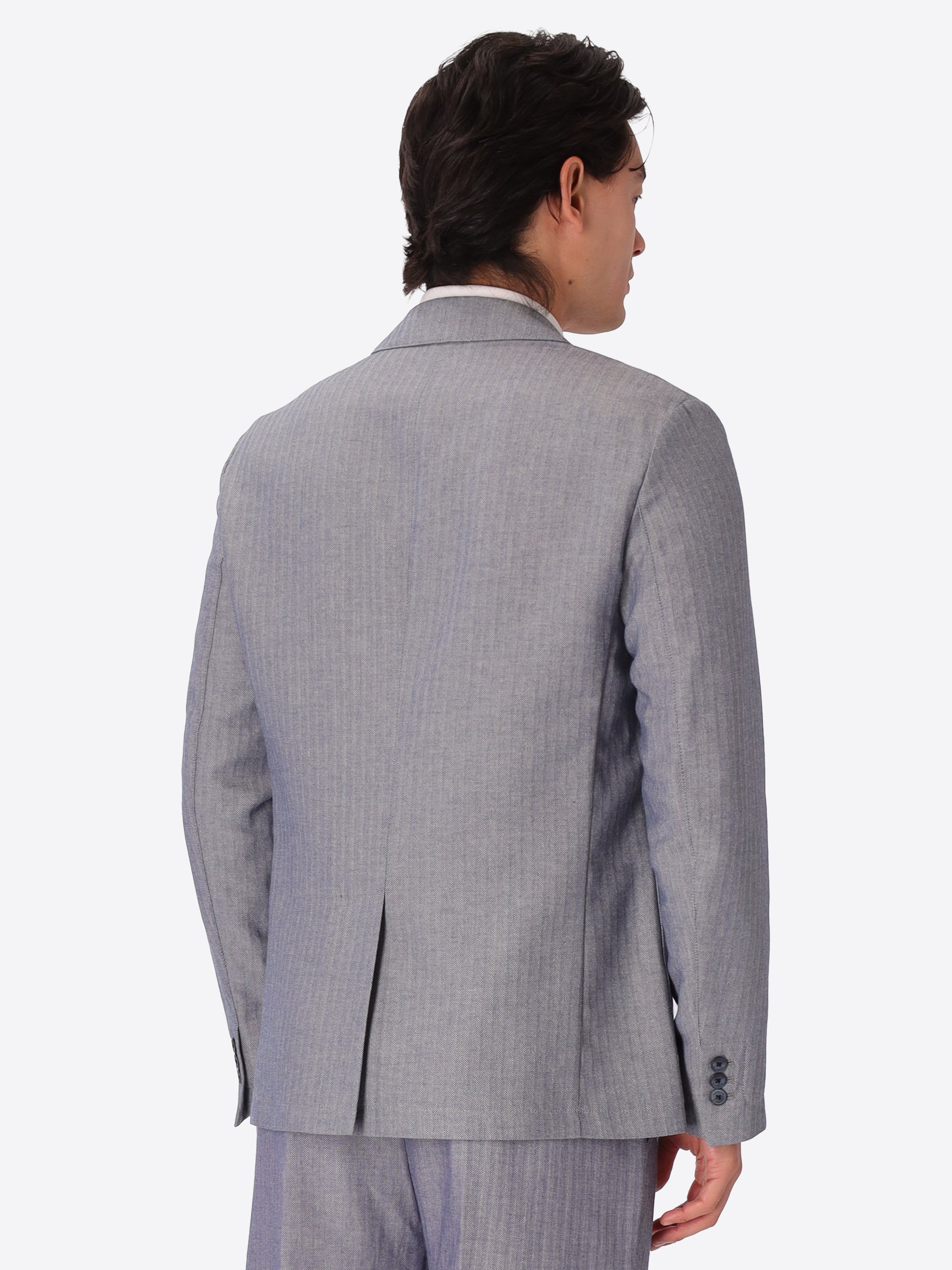 Blue Trifoglio Suit In Lightweight Herringbone Pattern Fabric