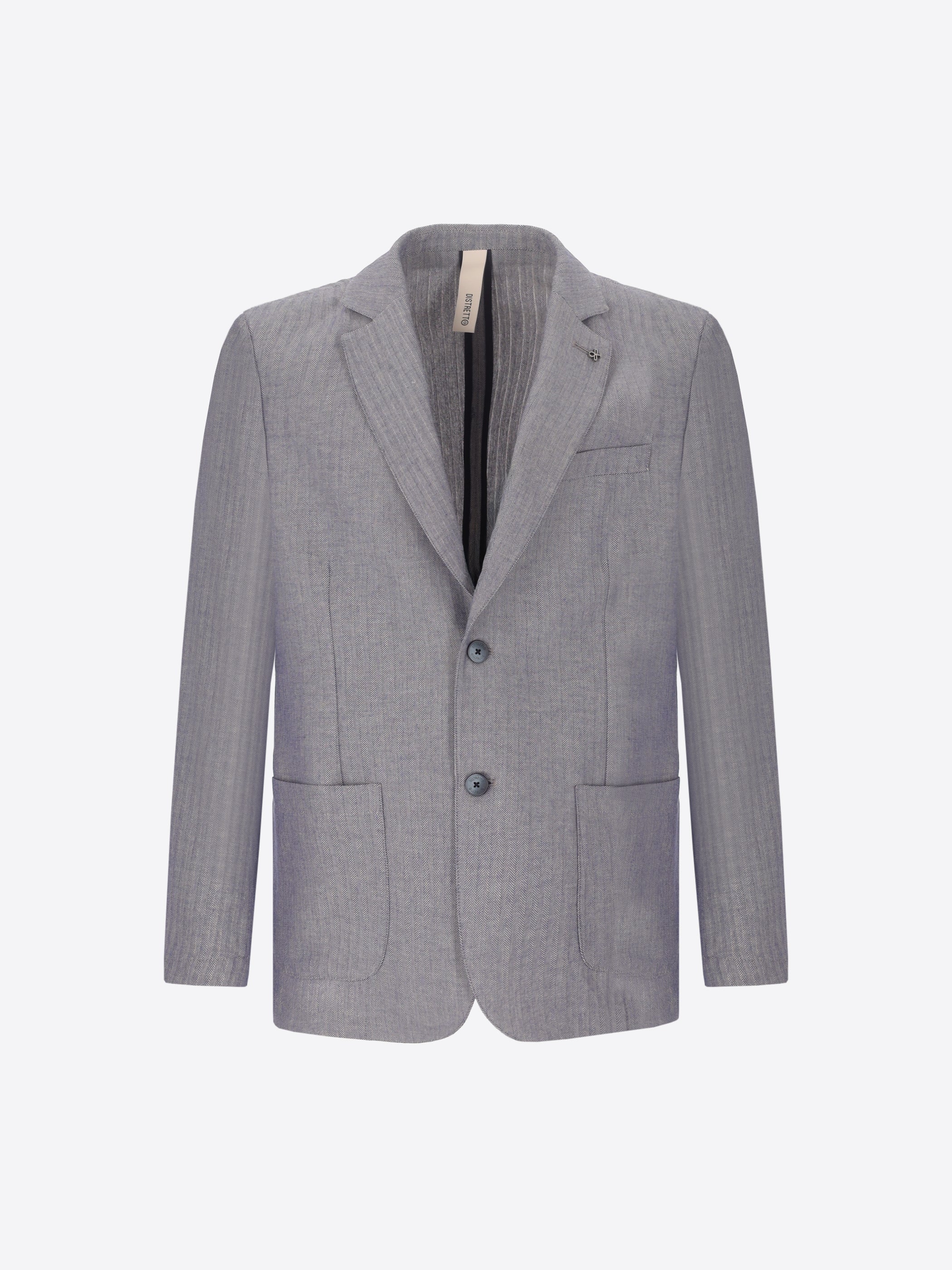 Blue Trifoglio Suit In Lightweight Herringbone Pattern Fabric