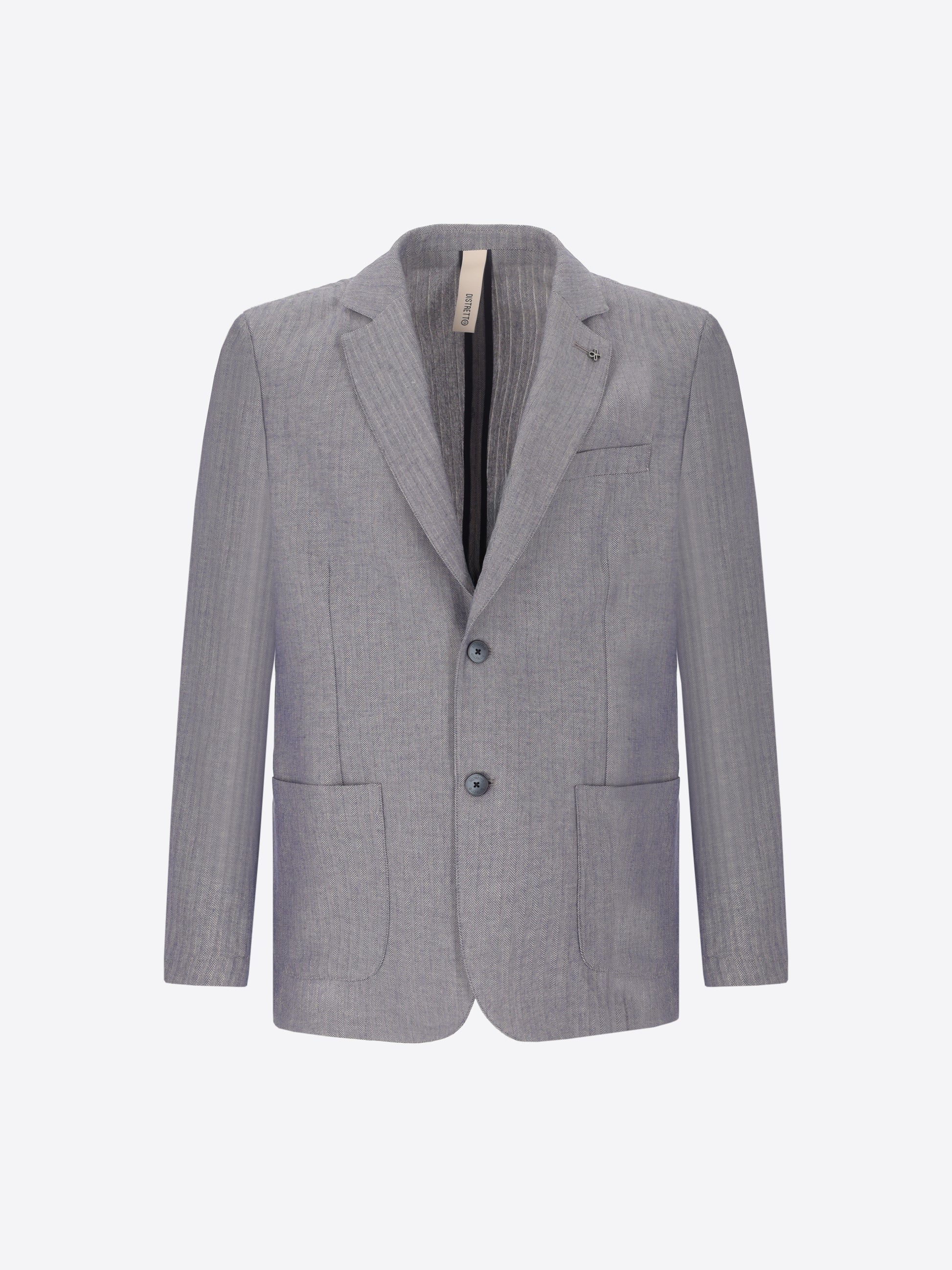 Blue Trifoglio Suit In Lightweight Herringbone Pattern Fabric