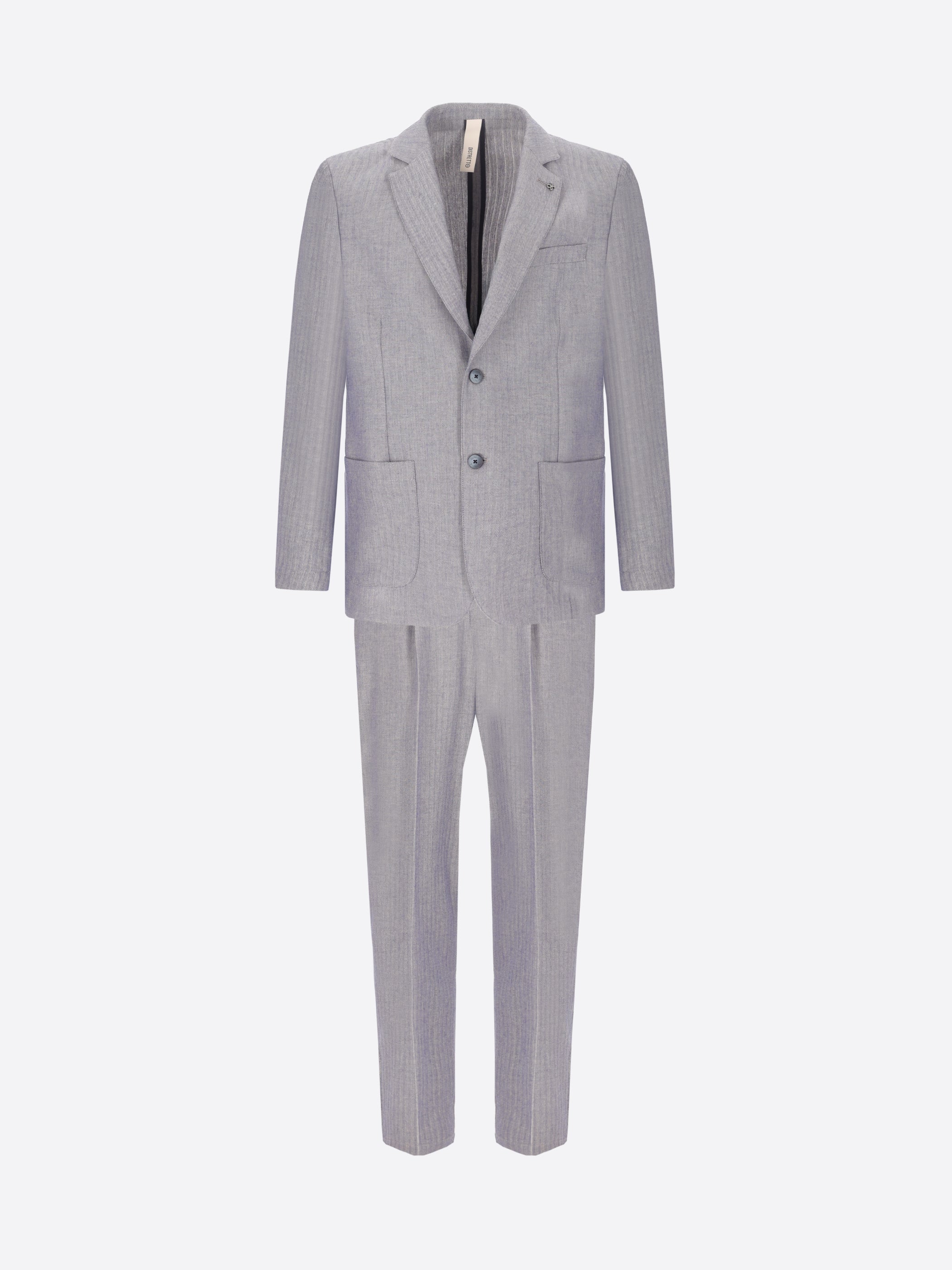 Blue Trifoglio Suit In Lightweight Herringbone Pattern Fabric
