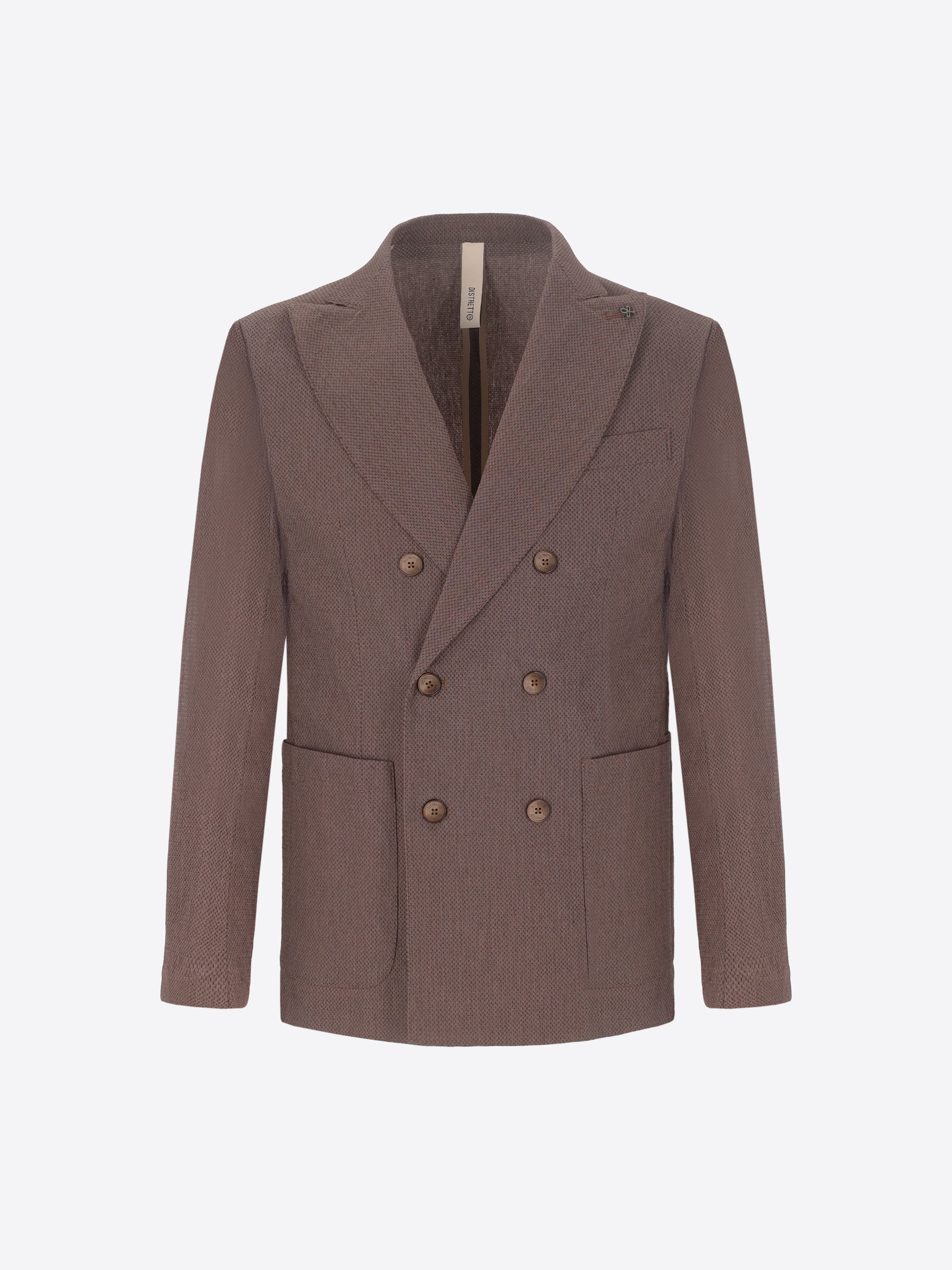 Giacca Doppiopetto Ginseng In Tessuto Super Stretch A Puntino In Rilievo