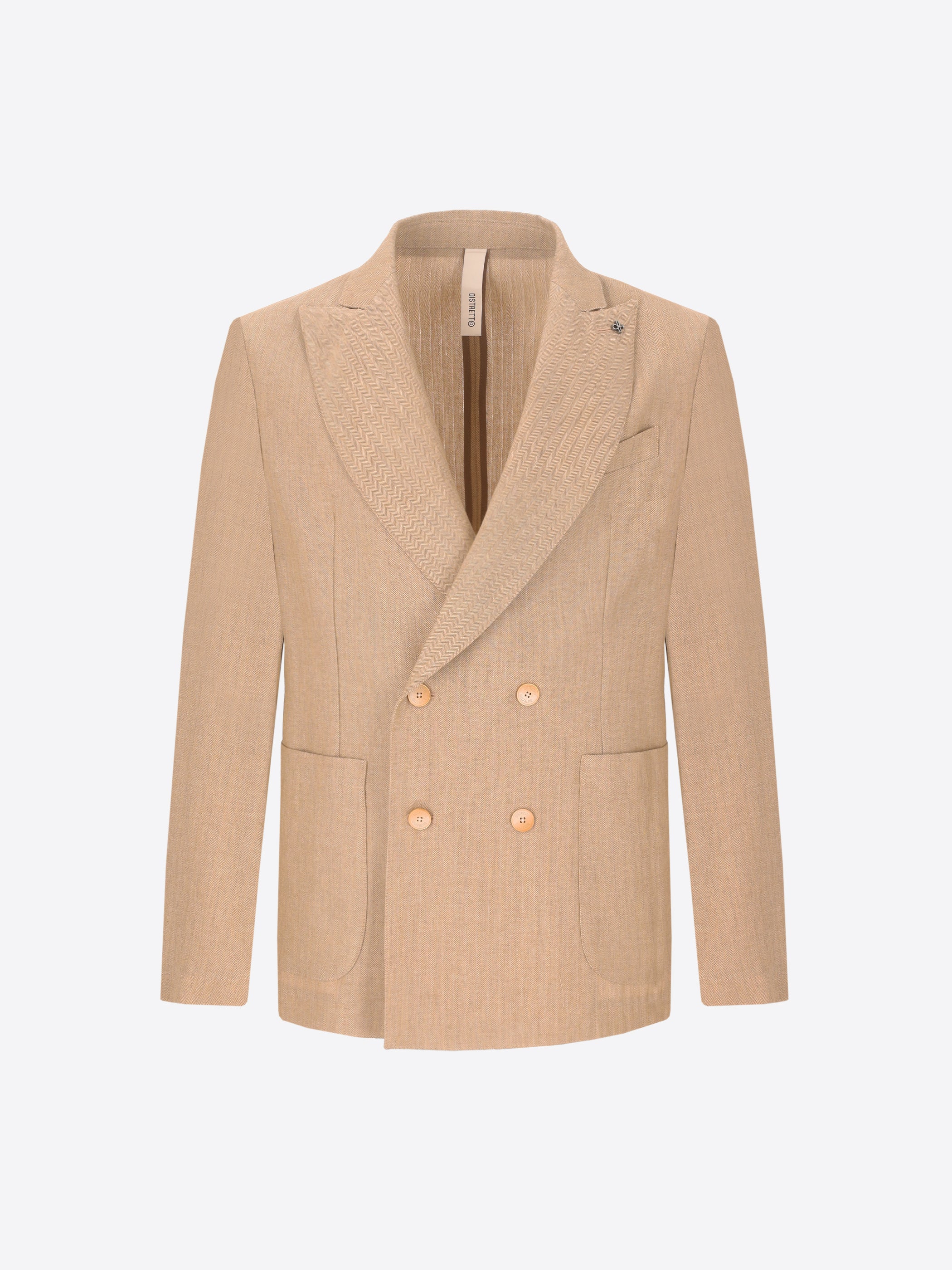 Double-Breasted Jacket Trifoglio In Herringbone Pattern Lightweight Fabric