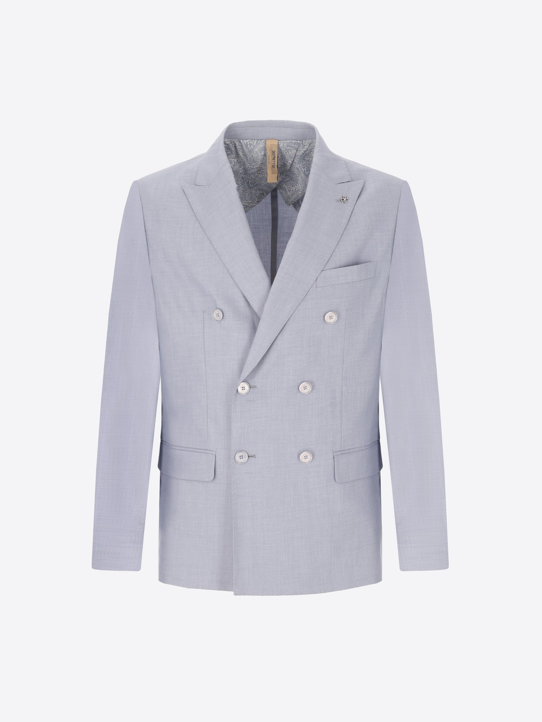Sky Blue Double-Breasted Tailoring Suit Alabastro in Super-Comfort Cool Wool Effect Fabric