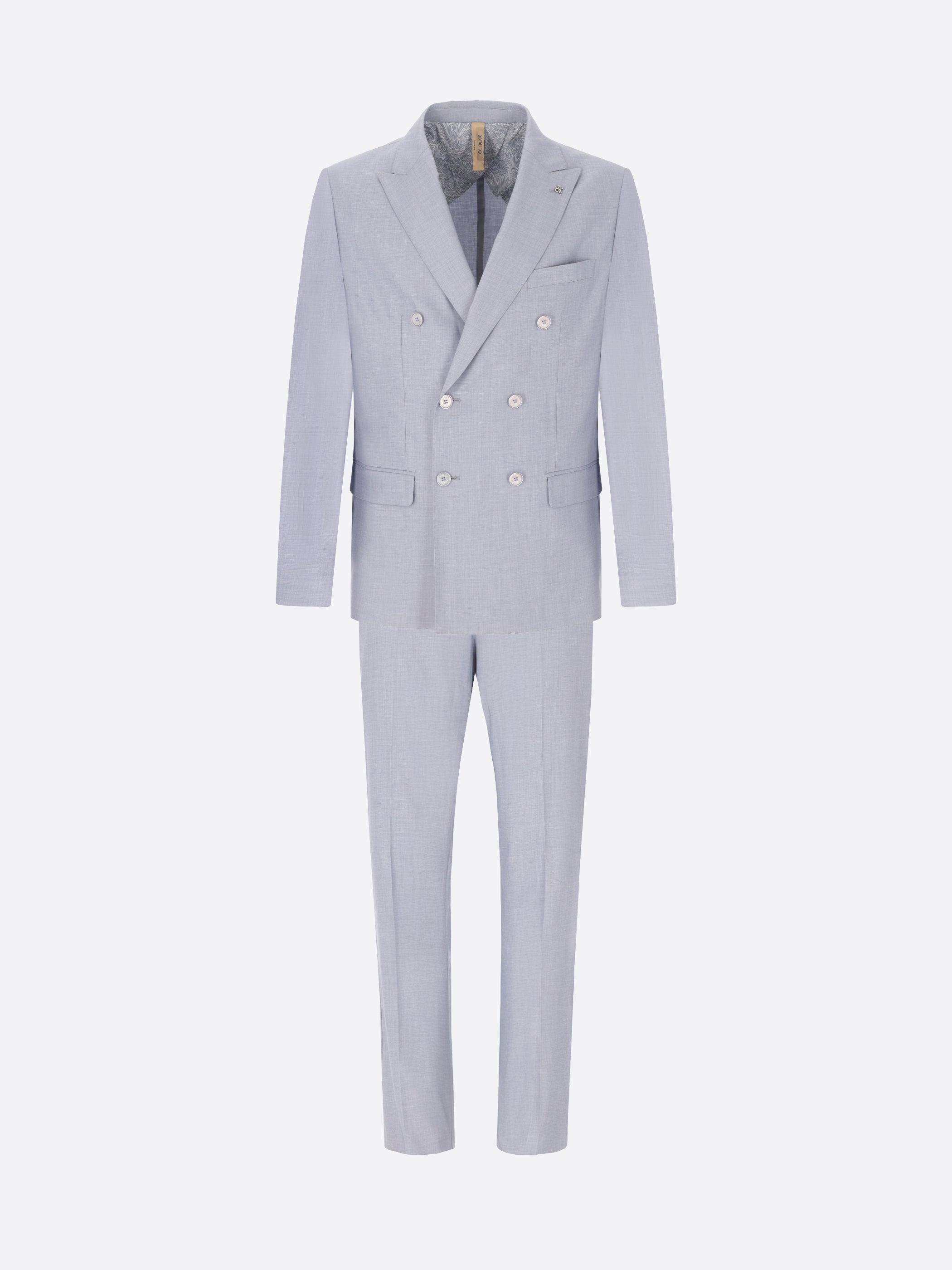Sky Blue Double-Breasted Tailoring Suit Alabastro in Super-Comfort Cool Wool Effect Fabric