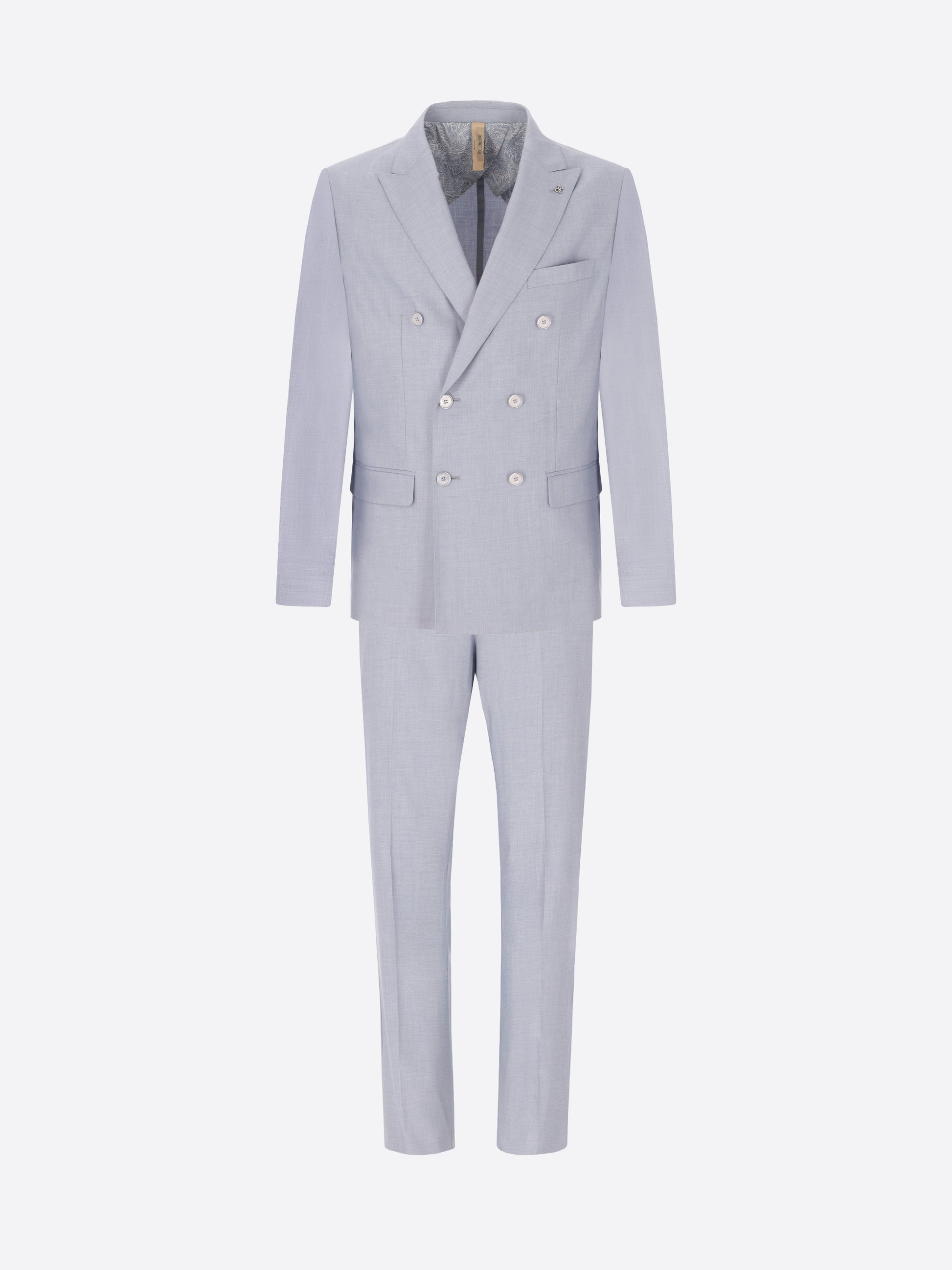 Sky Blue Double-Breasted Tailoring Suit Alabastro in Super-Comfort Cool Wool Effect Fabric