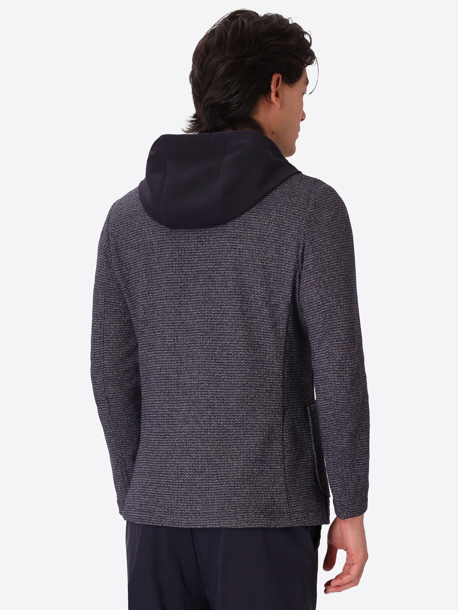 Jacket Regi In Melange Jersey Knit Stretch Fabric With Detachable Hooded Insert