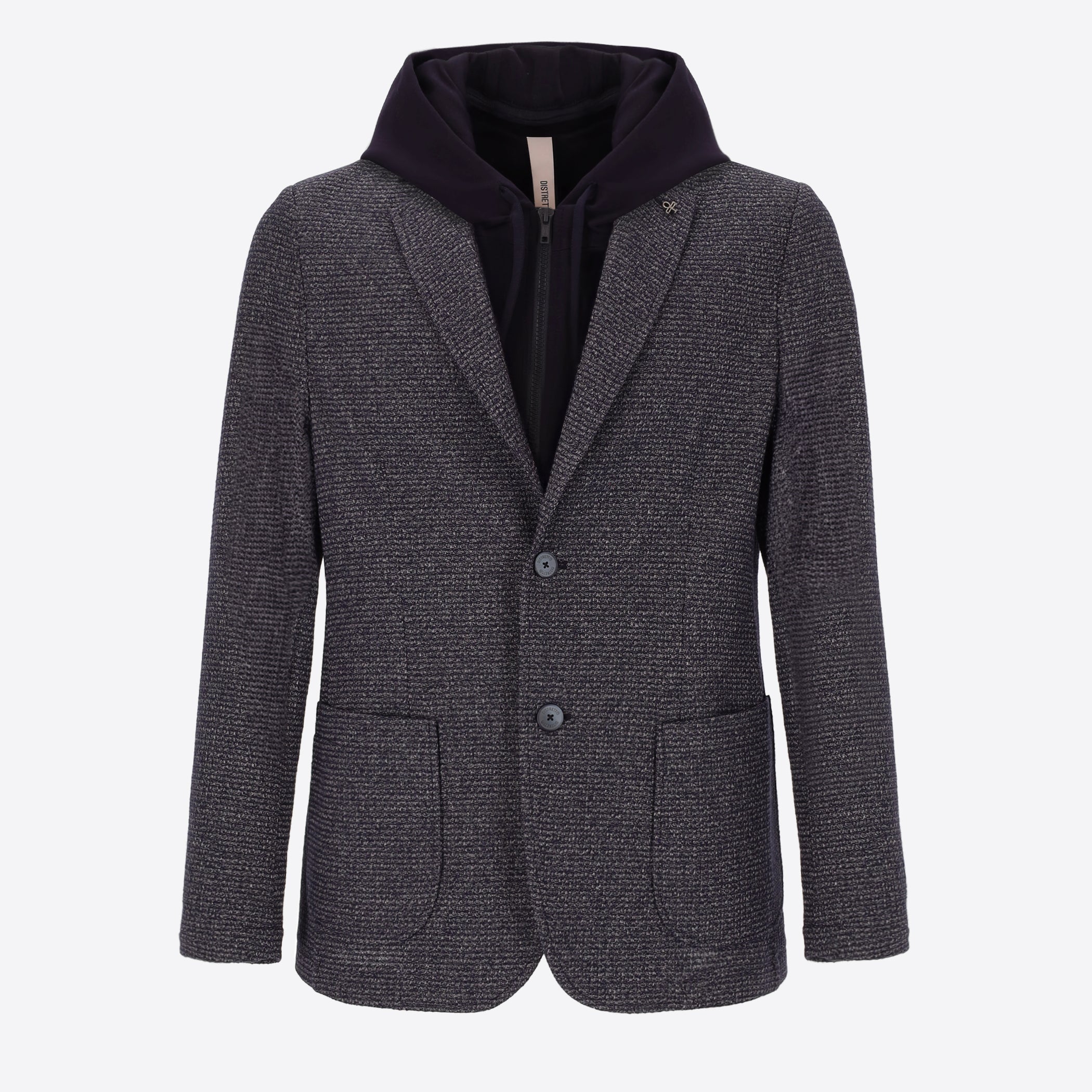 Jacket Regi In Melange Jersey Knit Stretch Fabric With Detachable Hooded Insert