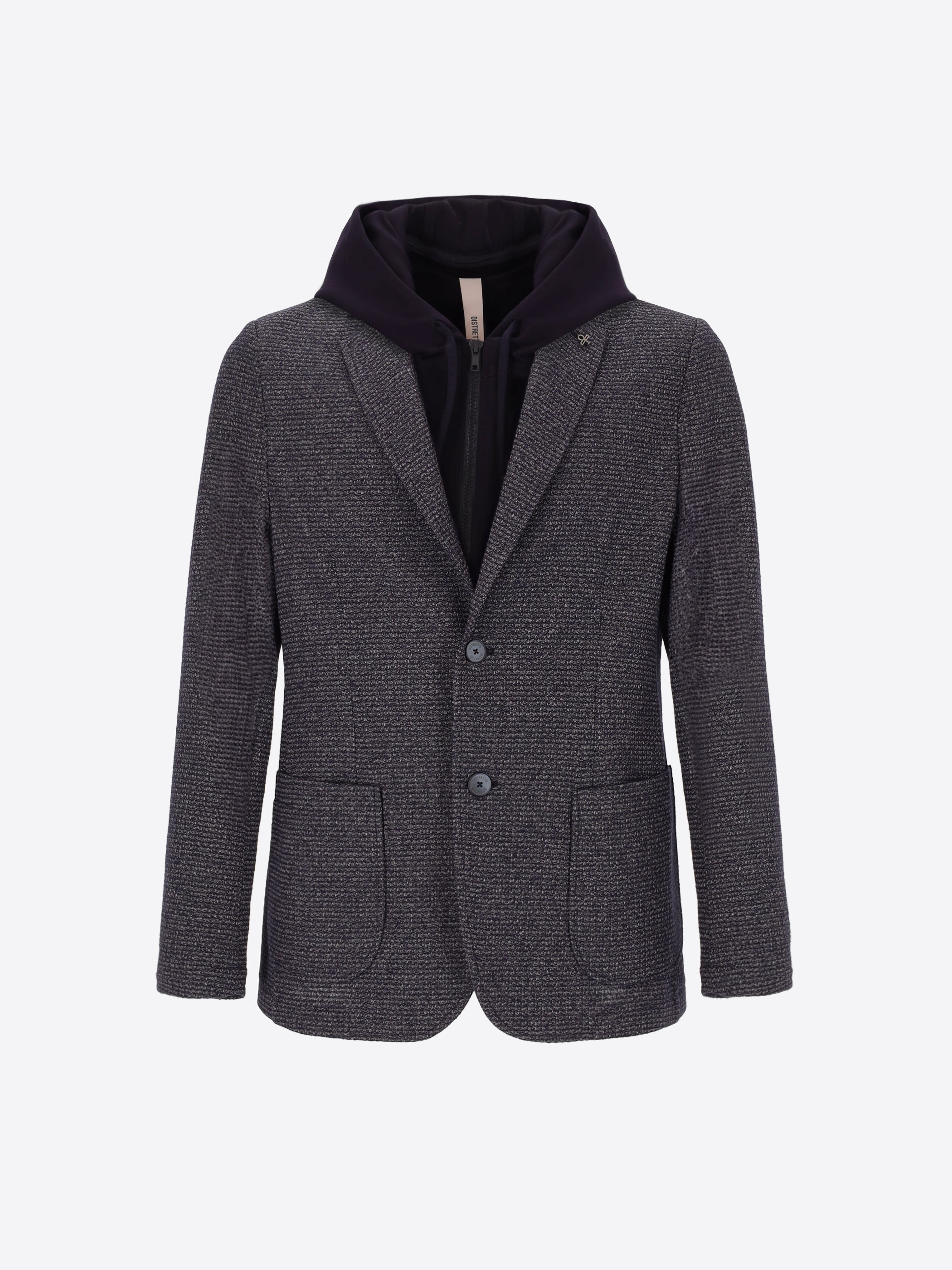 Jacket Regi In Melange Jersey Knit Stretch Fabric With Detachable Hooded Insert