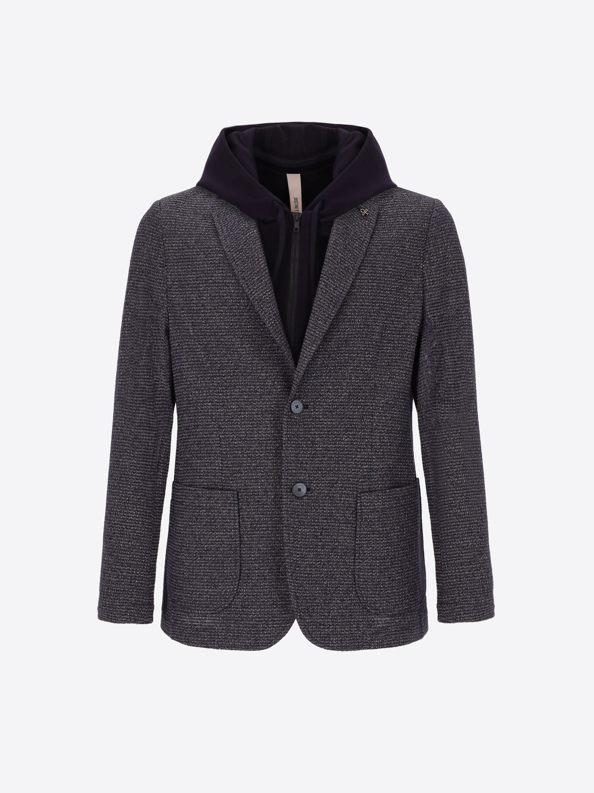 Jacket Regi In Melange Jersey Knit Stretch Fabric With Detachable Hooded Insert