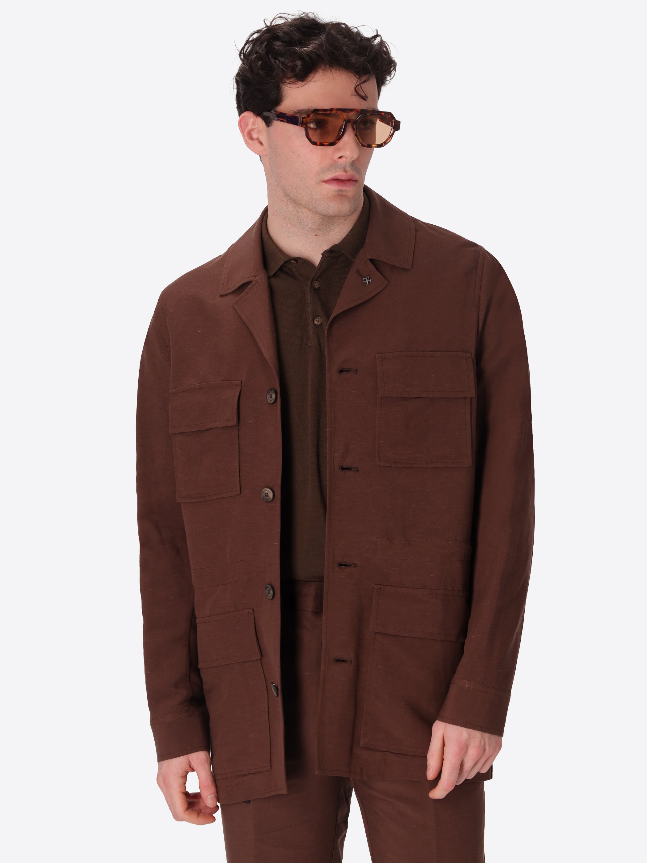 Field Jacket Alloro In Lightweight Linen-Viscose Fabric