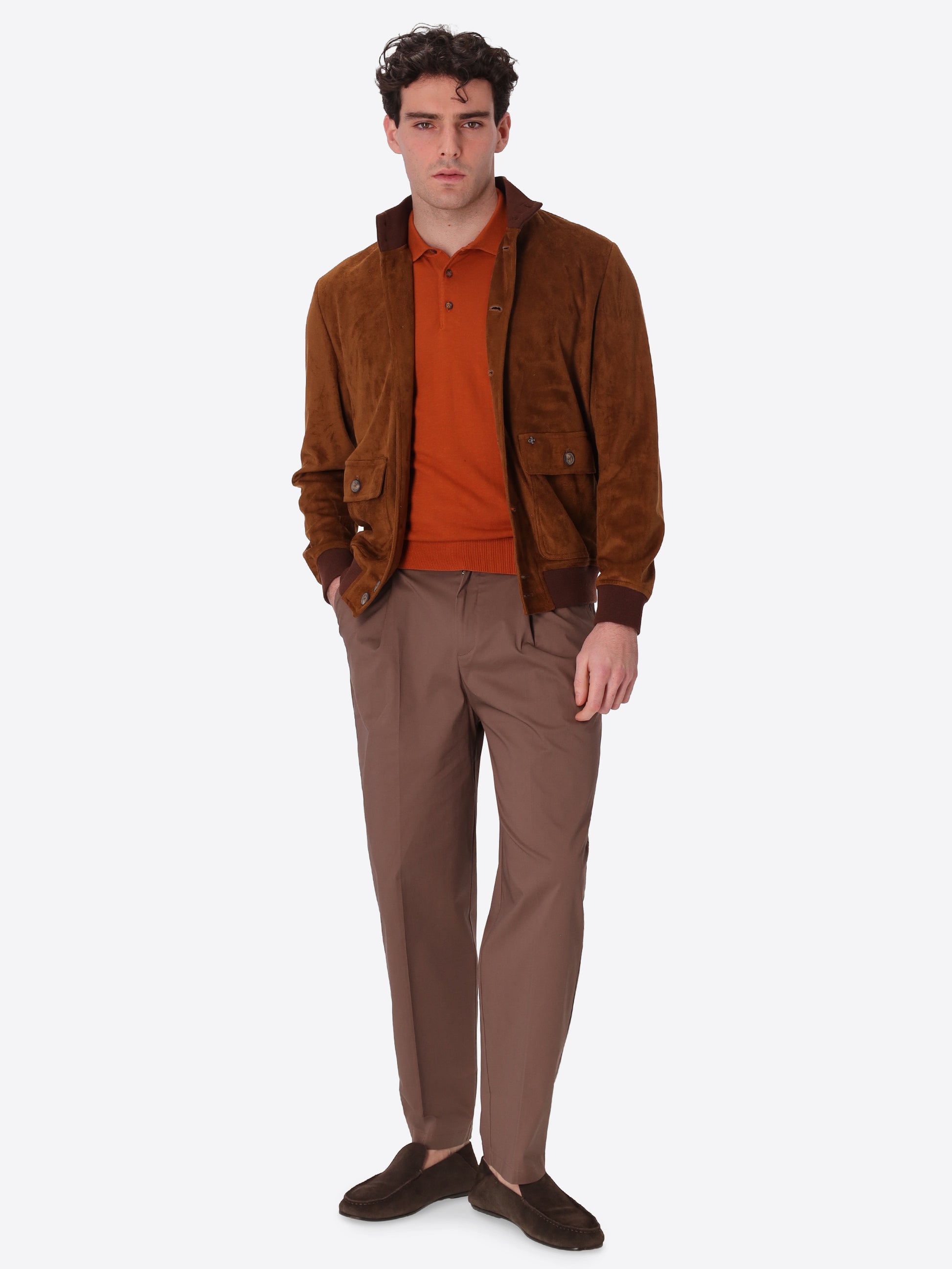 Albero Bomber Aus Eco-Wildleder Mit Meliertem Jersey-Innenmaterial