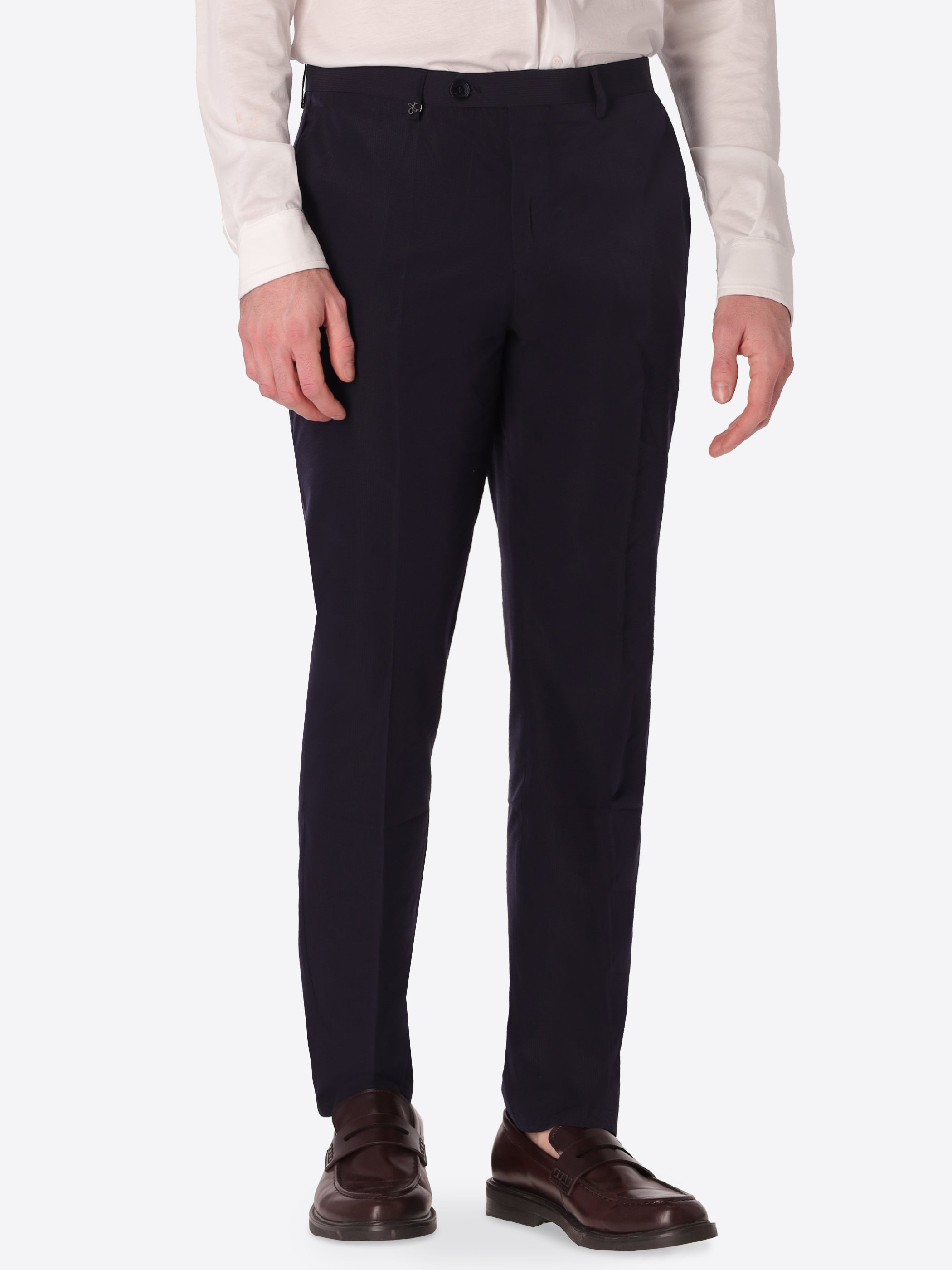 Pantalone Tailoring Arezzo In Tessuto Super Comfort Goffrato A Righe Sottili - Icon