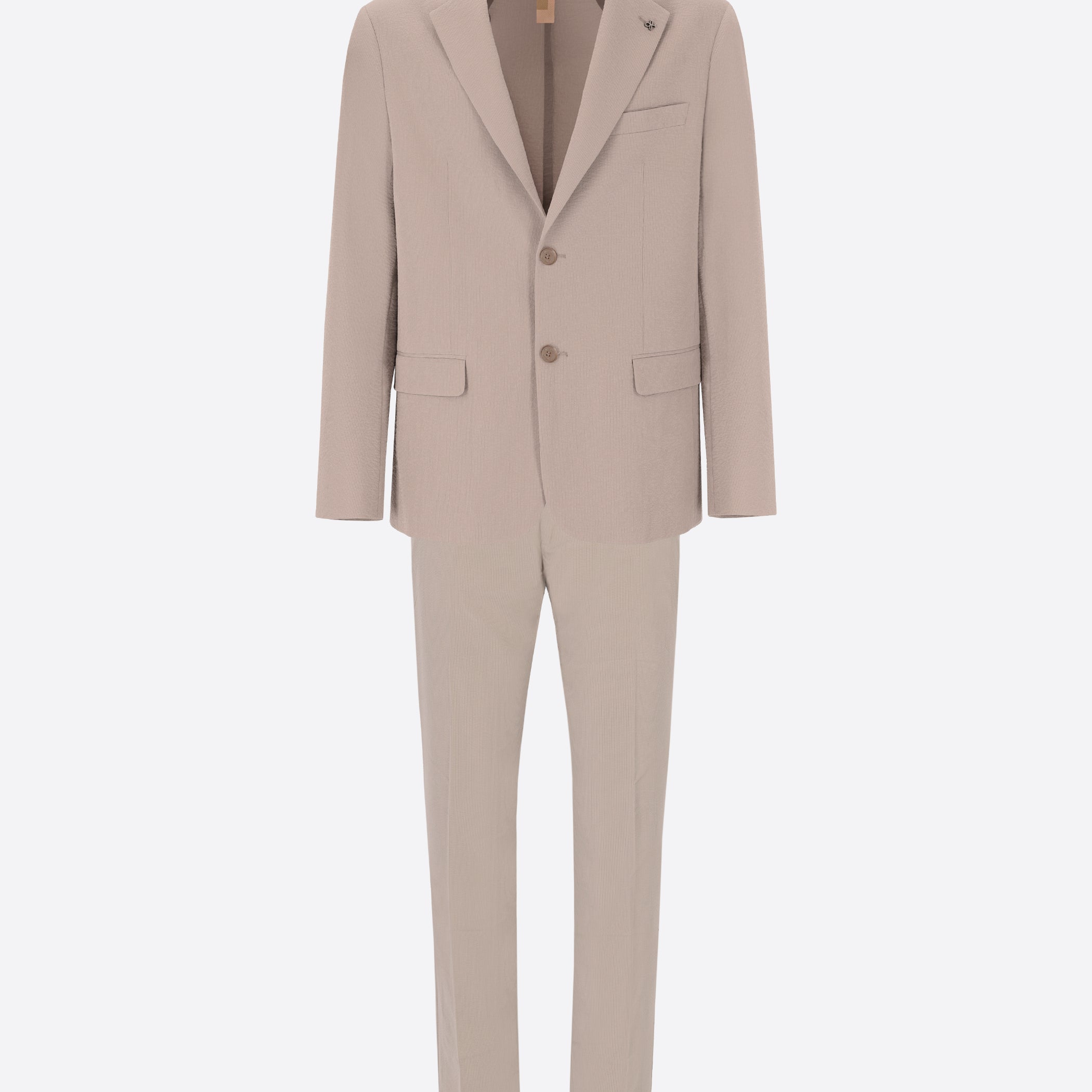 Light Grey Suit Arezzo In Super-Comfort Embossed Fine Stripe Fabric