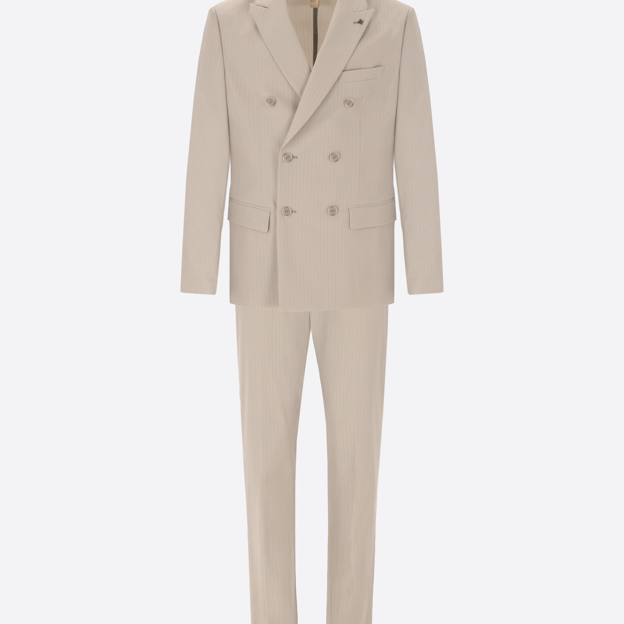 Light Grey Striped Double-Breasted Tailoring Suit Carrubo in Super-Comfort Fabric