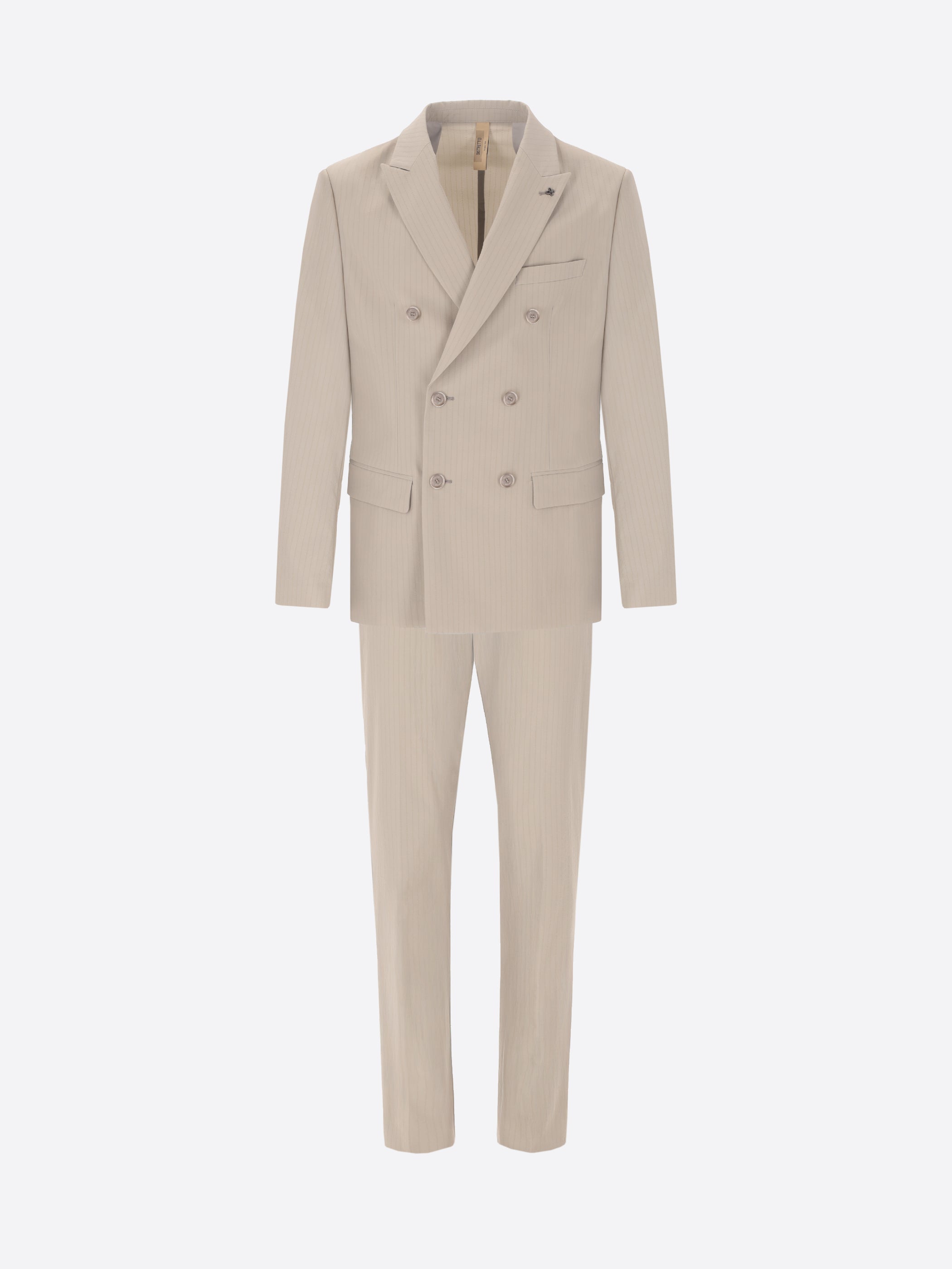 Light Grey Striped Double-Breasted Tailoring Suit Carrubo in Super-Comfort Fabric