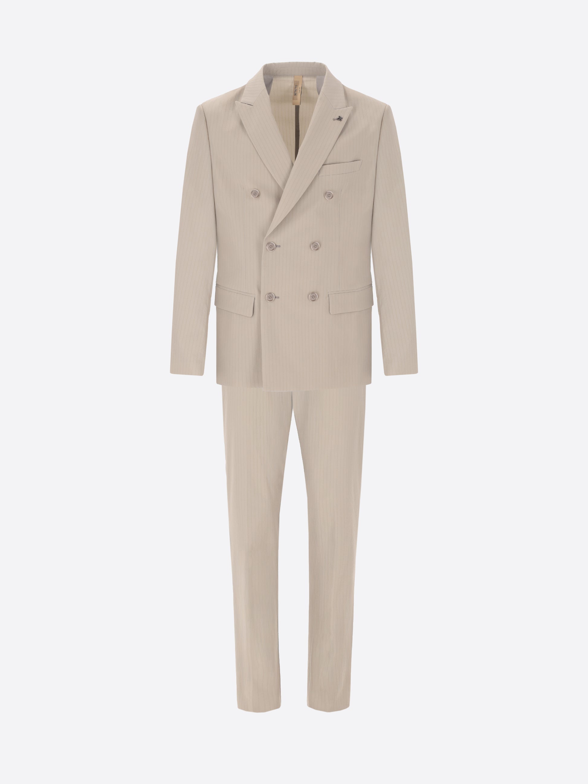 Light Grey Striped Double-Breasted Tailoring Suit Carrubo in Super-Comfort Fabric