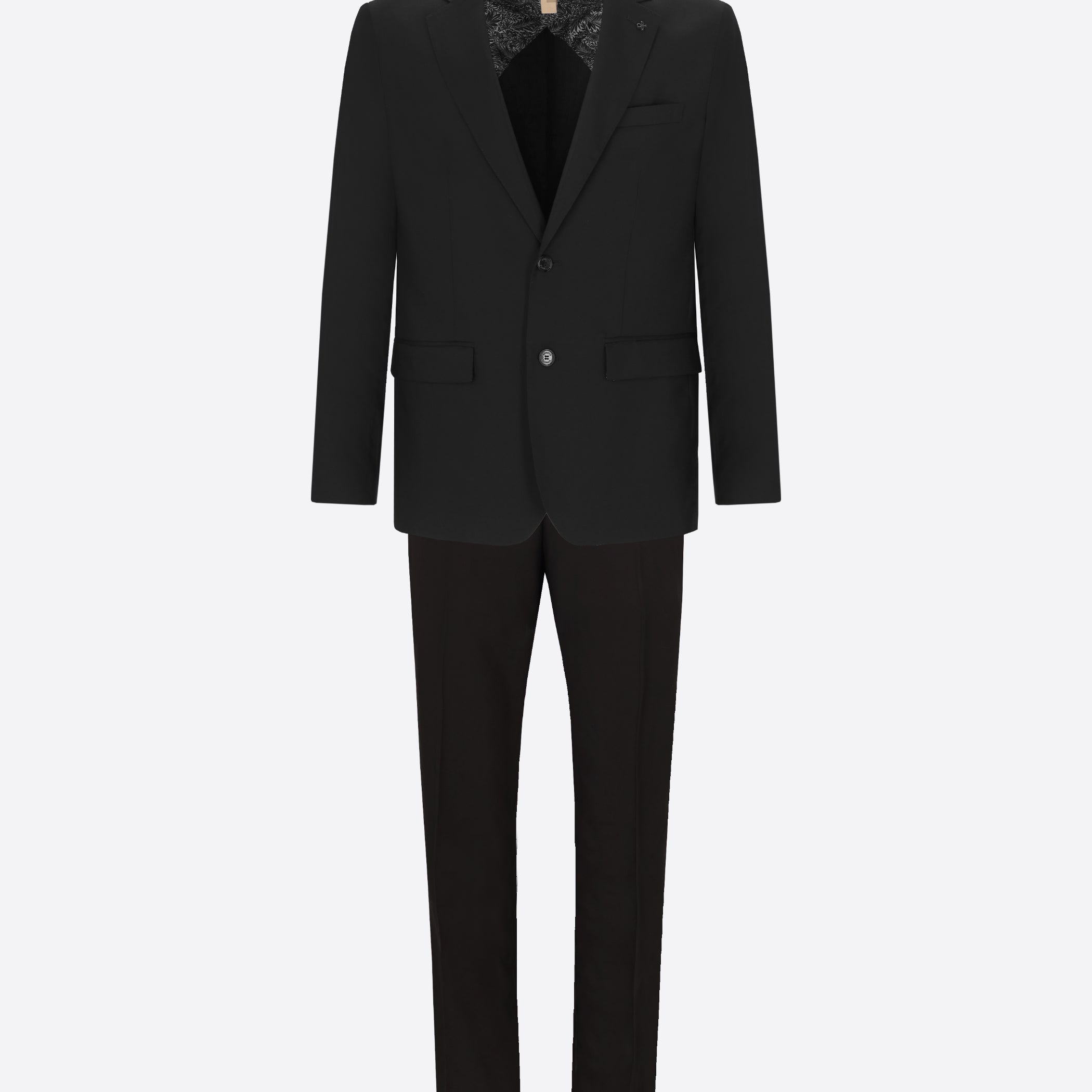 Completo Semi-Tailored Alabastro Nero in Tessuto Super-Comfort Effetto Fresco Lana