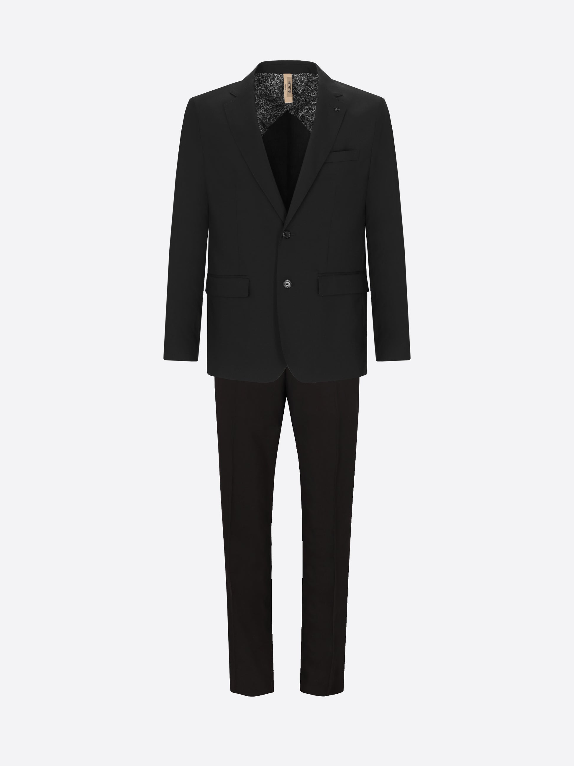 Completo Semi-Tailored Alabastro Nero in Tessuto Super-Comfort Effetto Fresco Lana