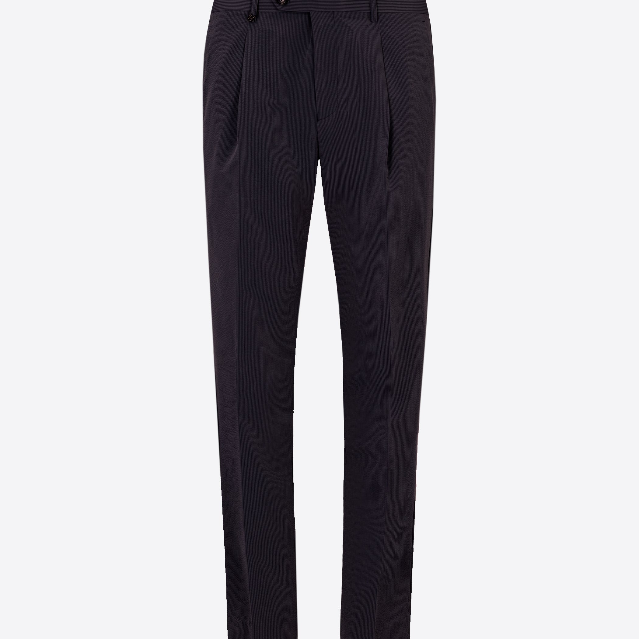 Pantalone Tailoring Arezzo Carrot Fit Con Pences In Tessuto Super Comfort Goffrato A Righe Sottili