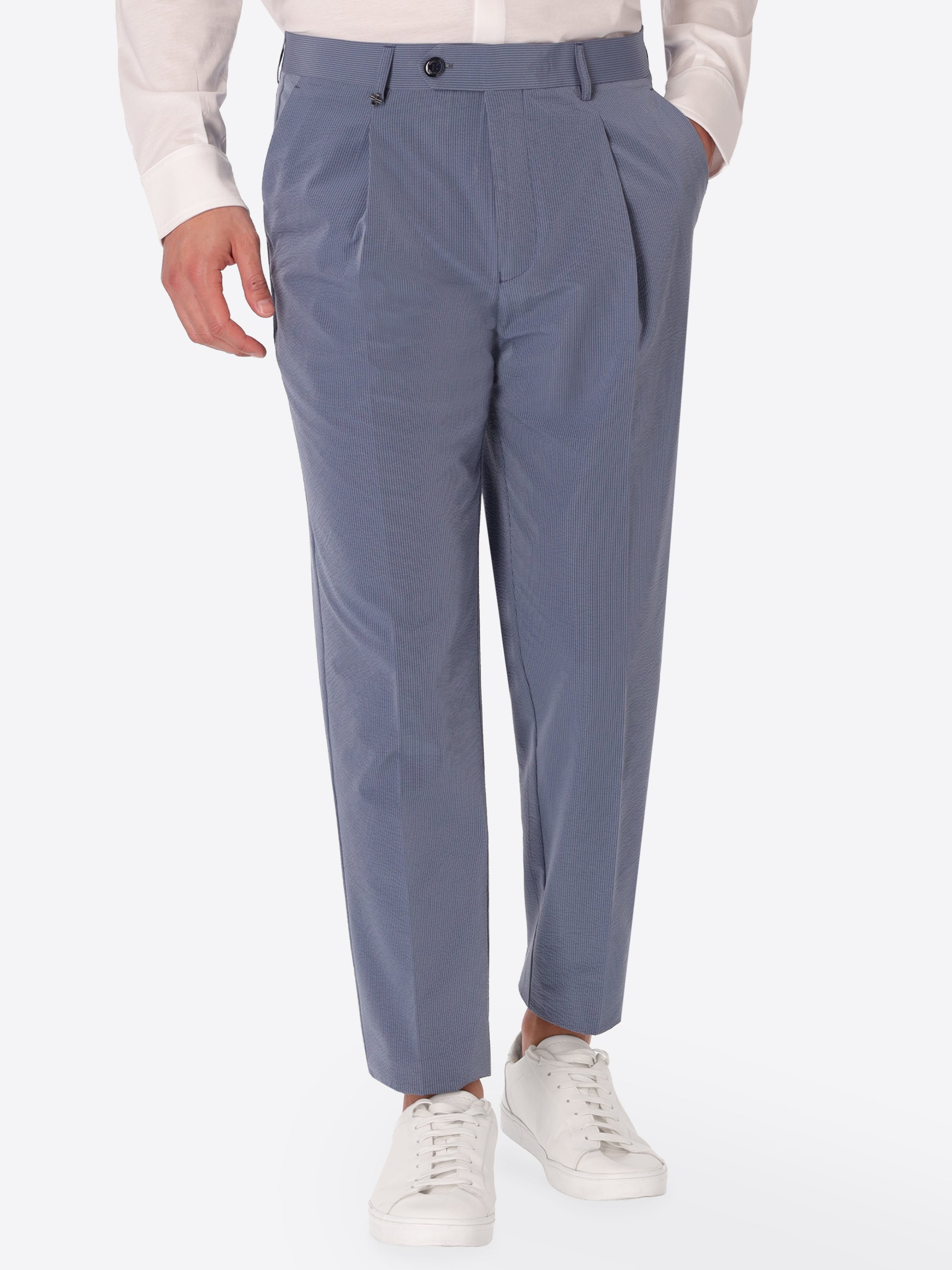 Arezzo Tailoring-Hose Carrot Fit Mit Bundfalte Aus Super-Comfort Feinstruktur-Streifen-Gewebe