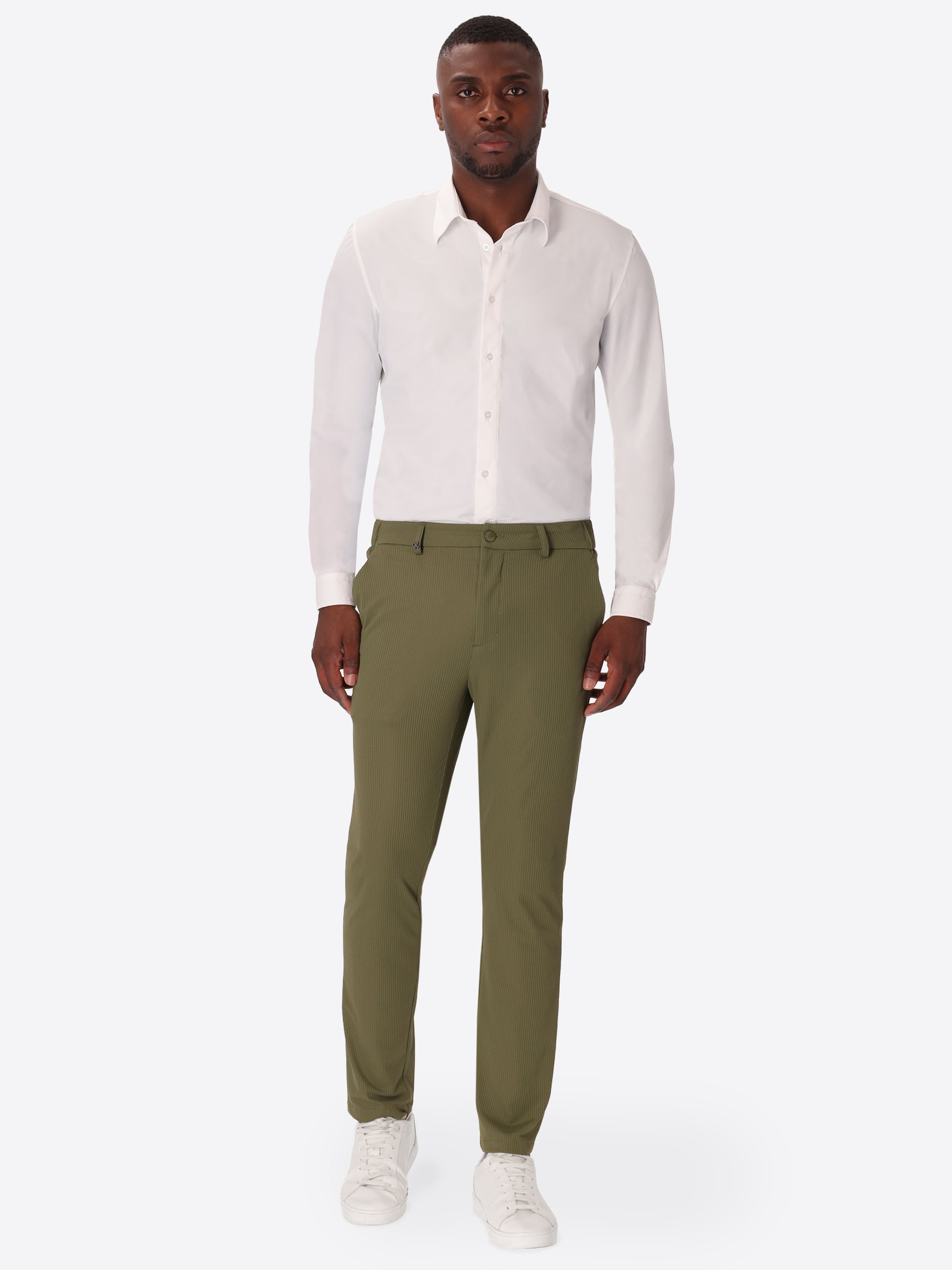 High-Perform12 Kos Trousers Leccio In Raised-Stripe Technical Stretch Fabric