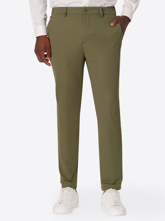 High-Perform12 Kos Trousers Leccio In Raised-Stripe Technical Stretch Fabric