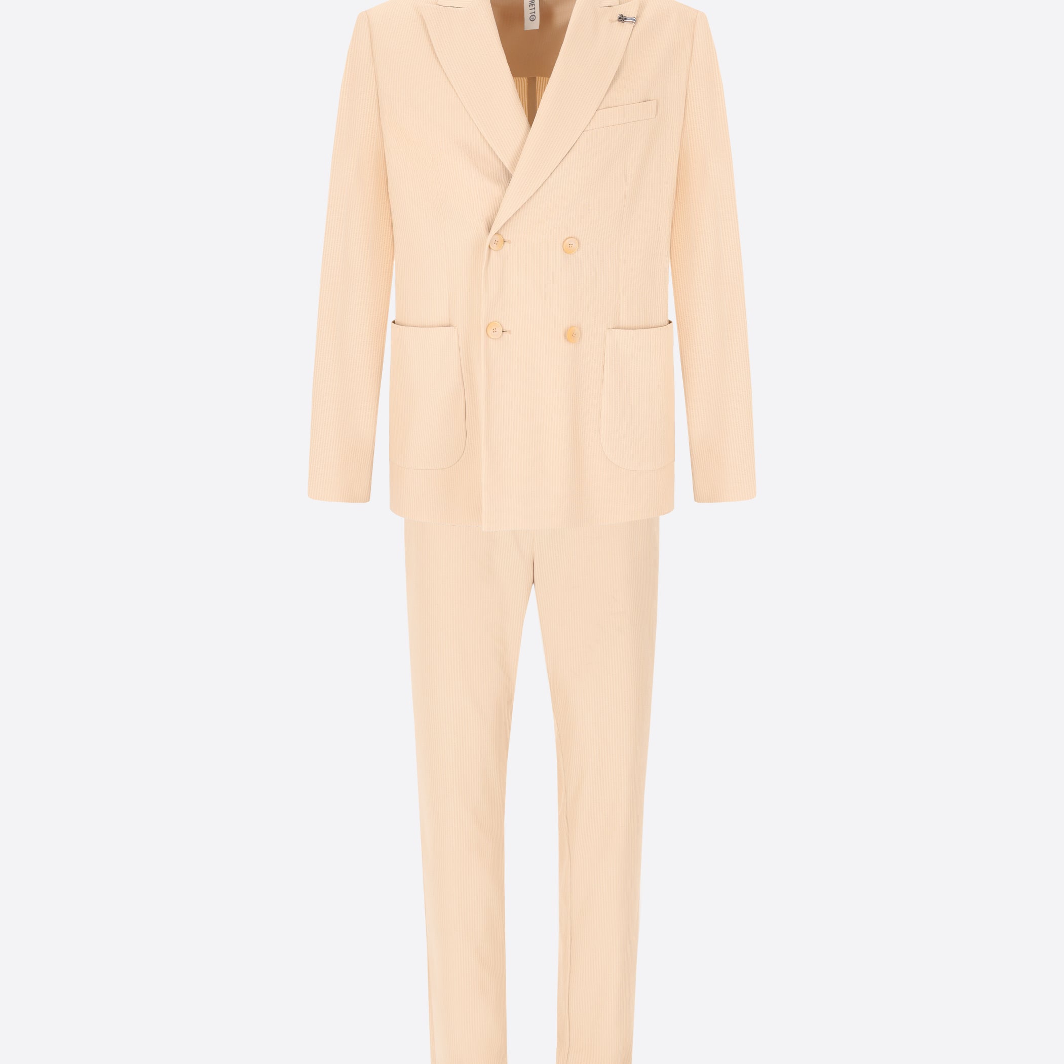 High-Perform12 Leccio Suit Travertine In Raised-Stripe Technical Stretch Fabric
