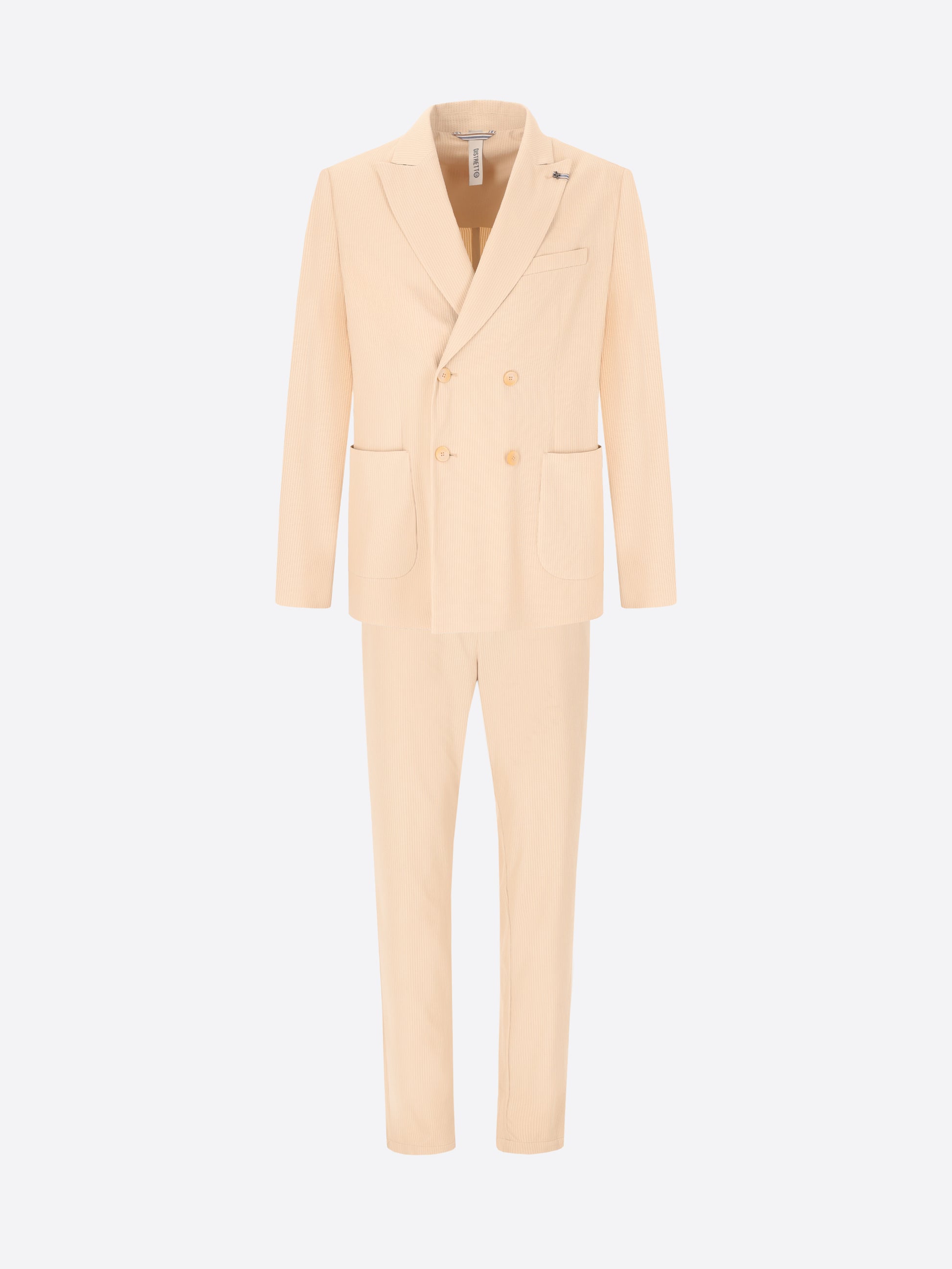 High-Perform12 Leccio Suit Travertine In Raised-Stripe Technical Stretch Fabric