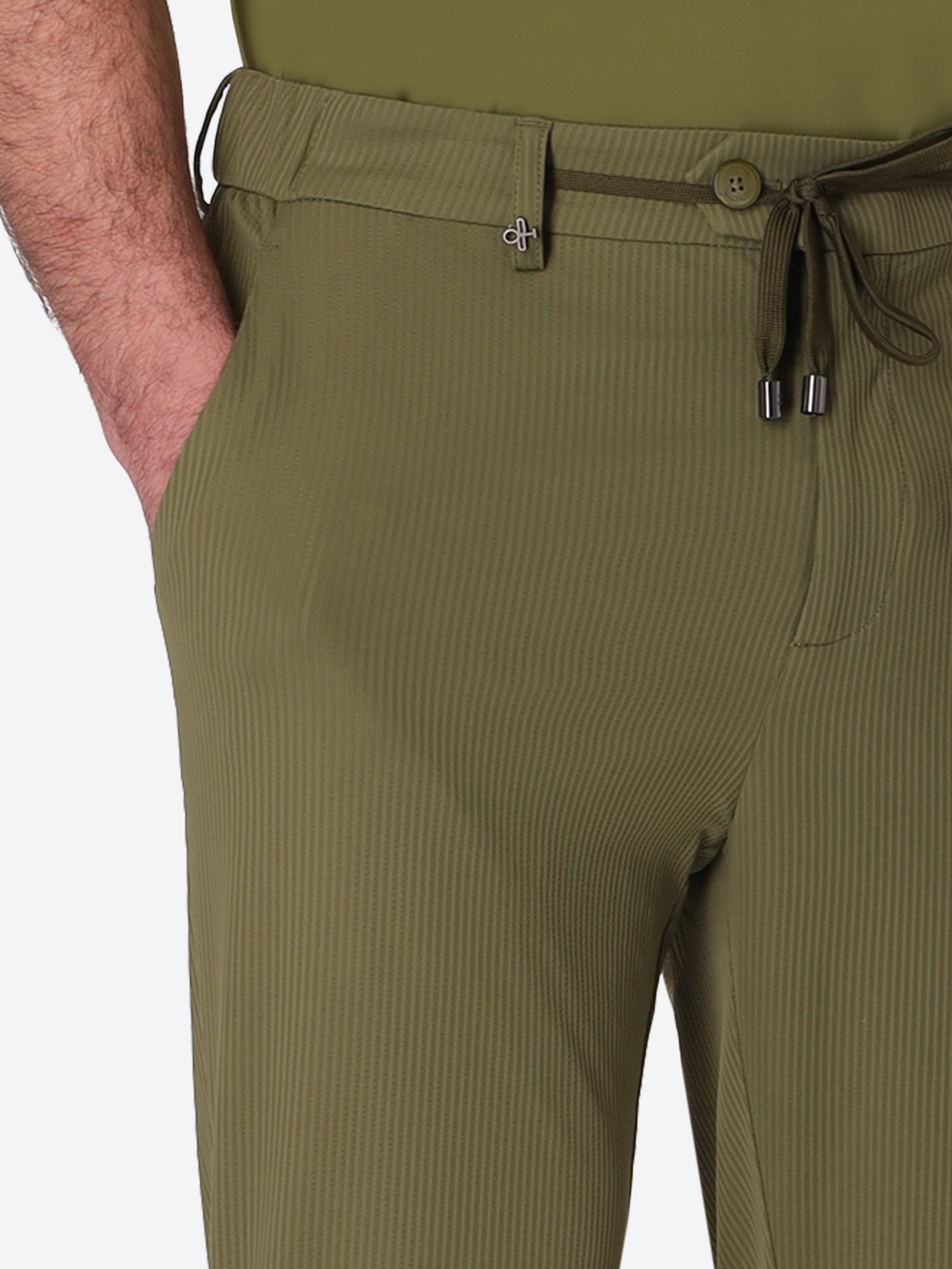 Pantalone York High-Perform12 Leccio In Tessuto Tecnico Stretch Con Righe A Rilievo