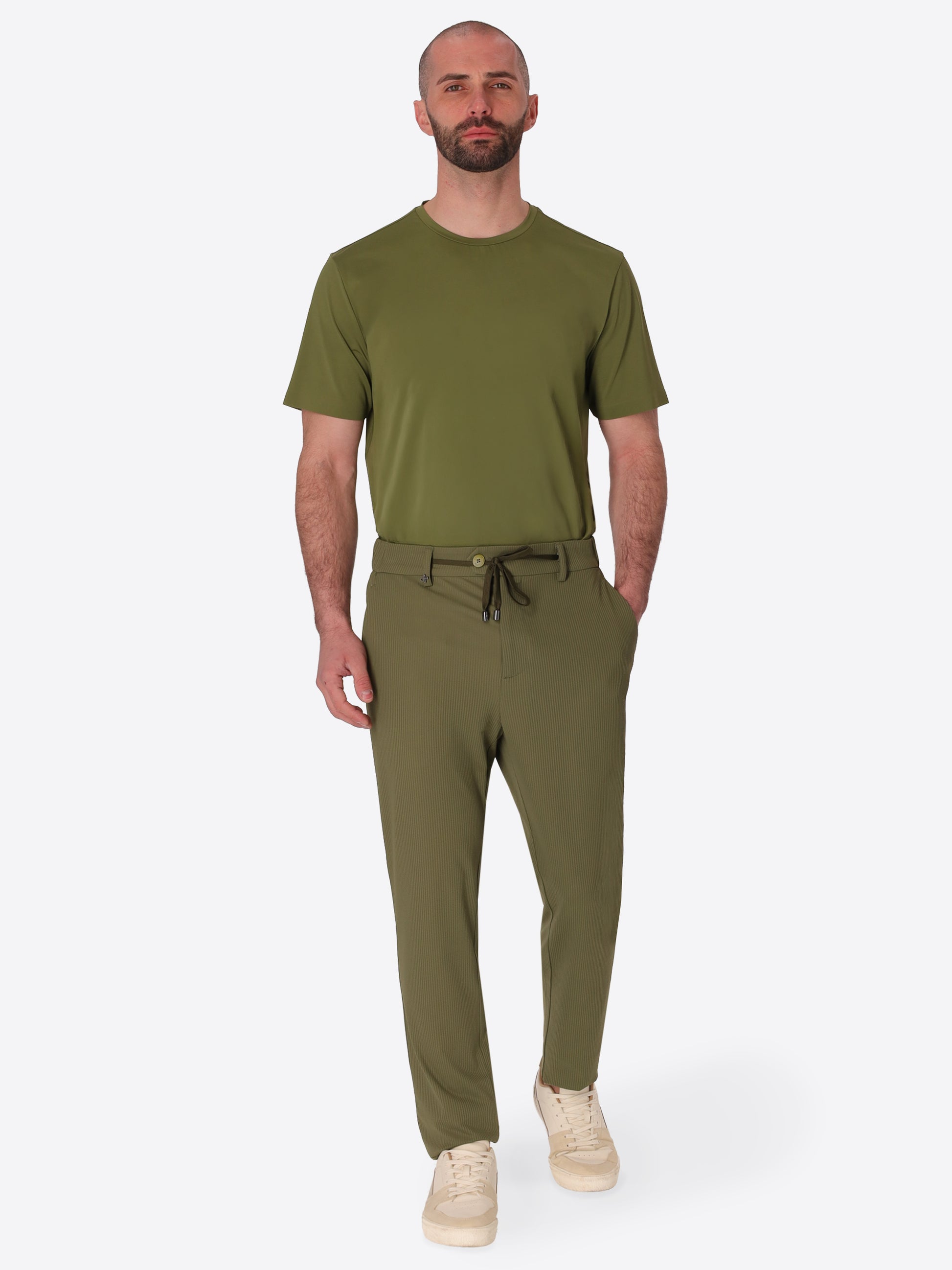 Pantalone York High-Perform12 Leccio In Tessuto Tecnico Stretch Con Righe A Rilievo