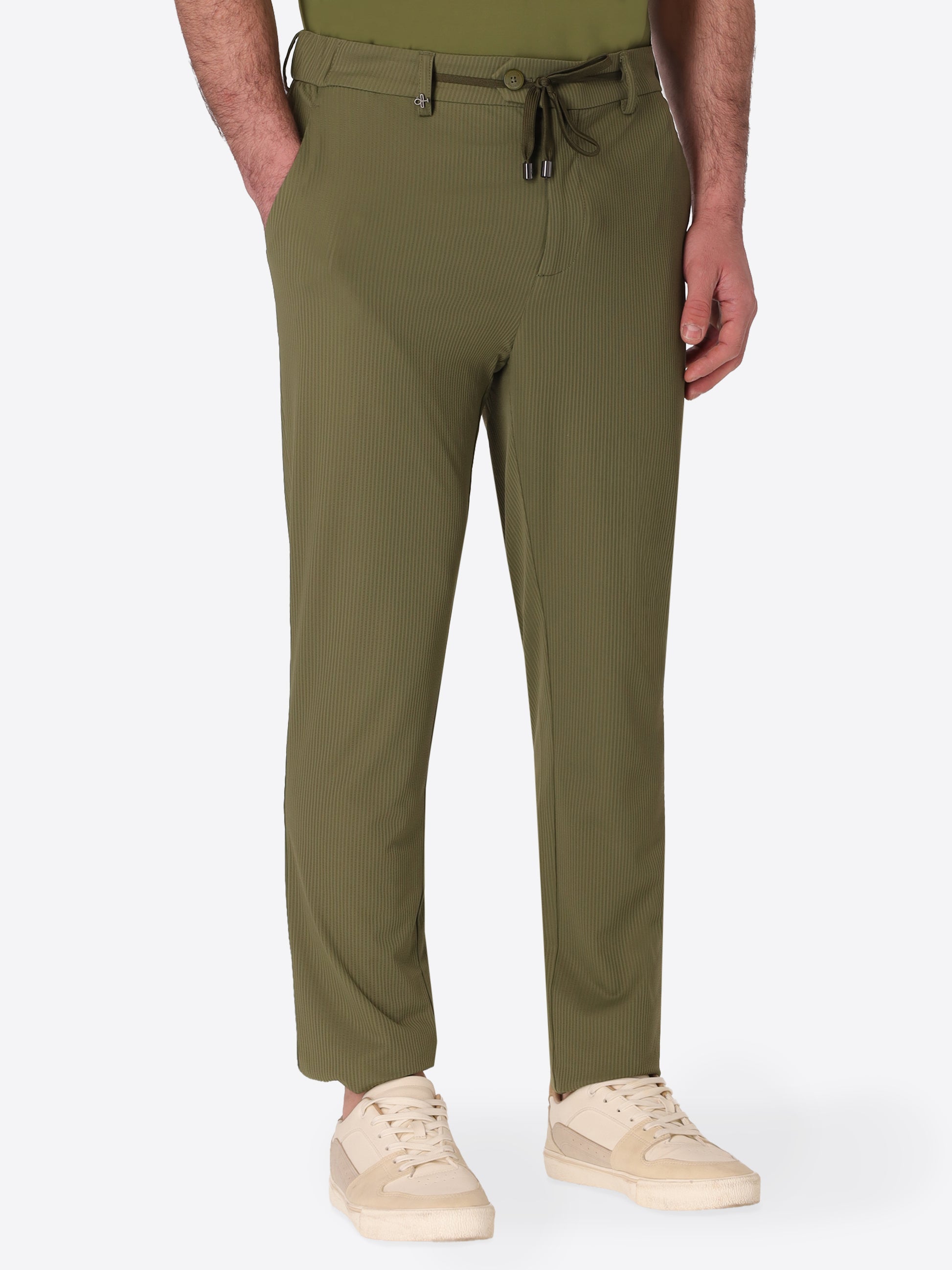 Pantalone York High-Perform12 Leccio In Tessuto Tecnico Stretch Con Righe A Rilievo