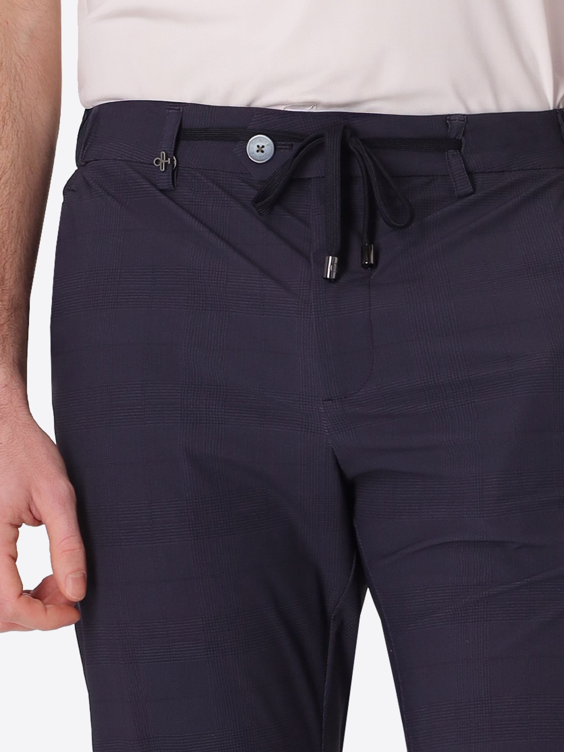 High-Perform12 York Trousers Quercia In Technical Active Stretch Prince Of Wales Fabric