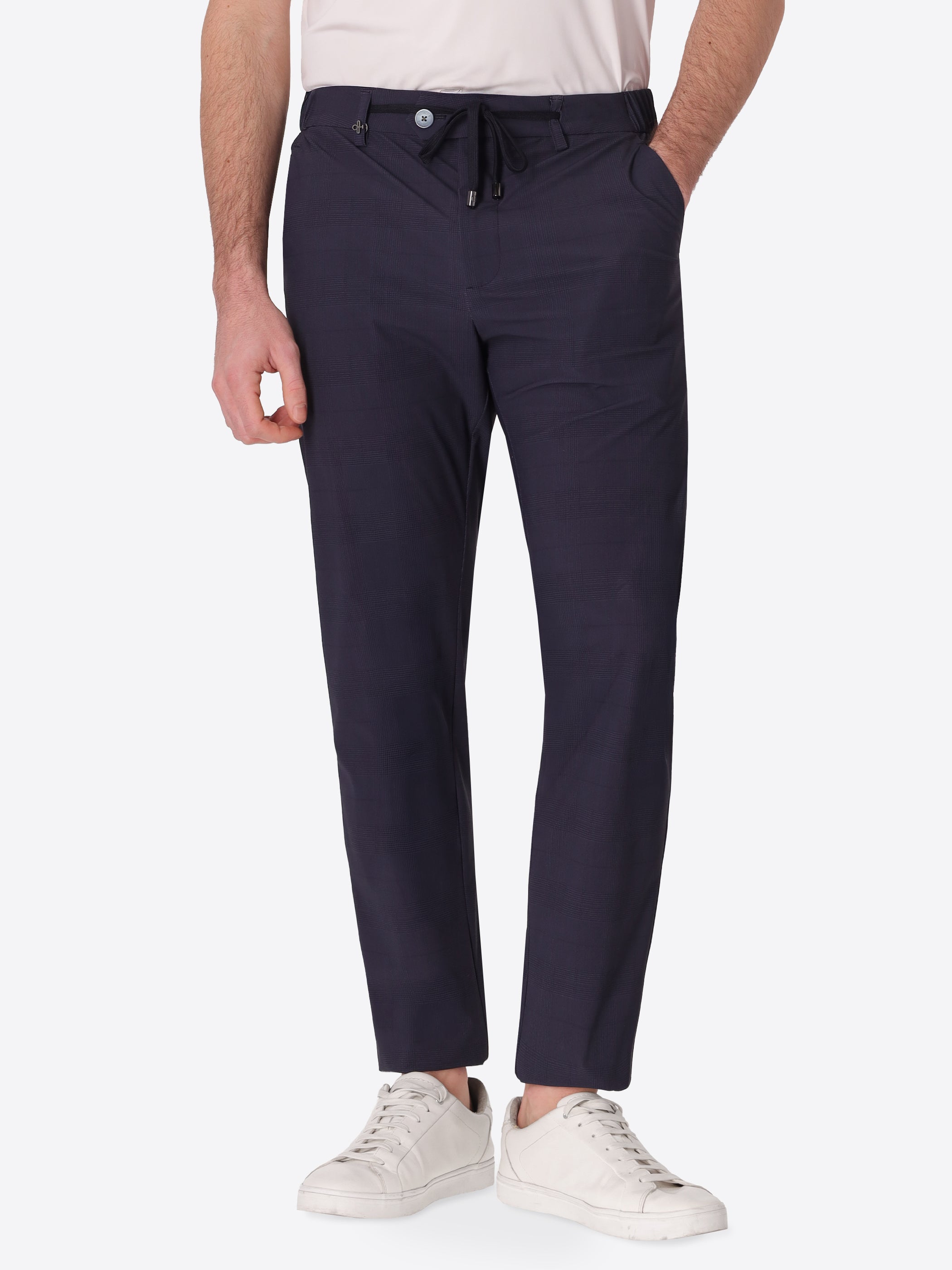High-Perform12 York Trousers Quercia In Technical Active Stretch Prince Of Wales Fabric