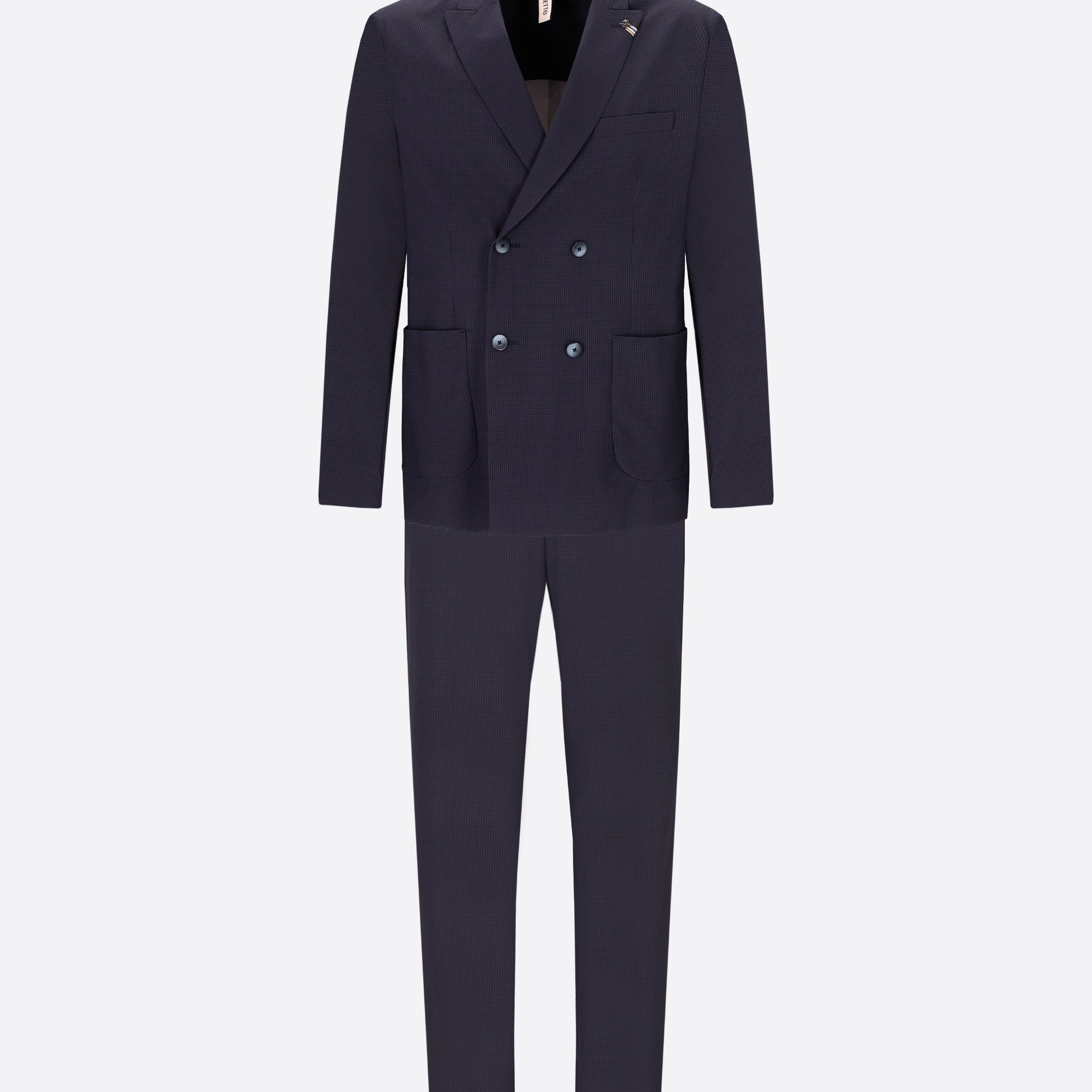 High-Perform12 Sequoia Suit Blue In Printed Micro-Patterned Fabric