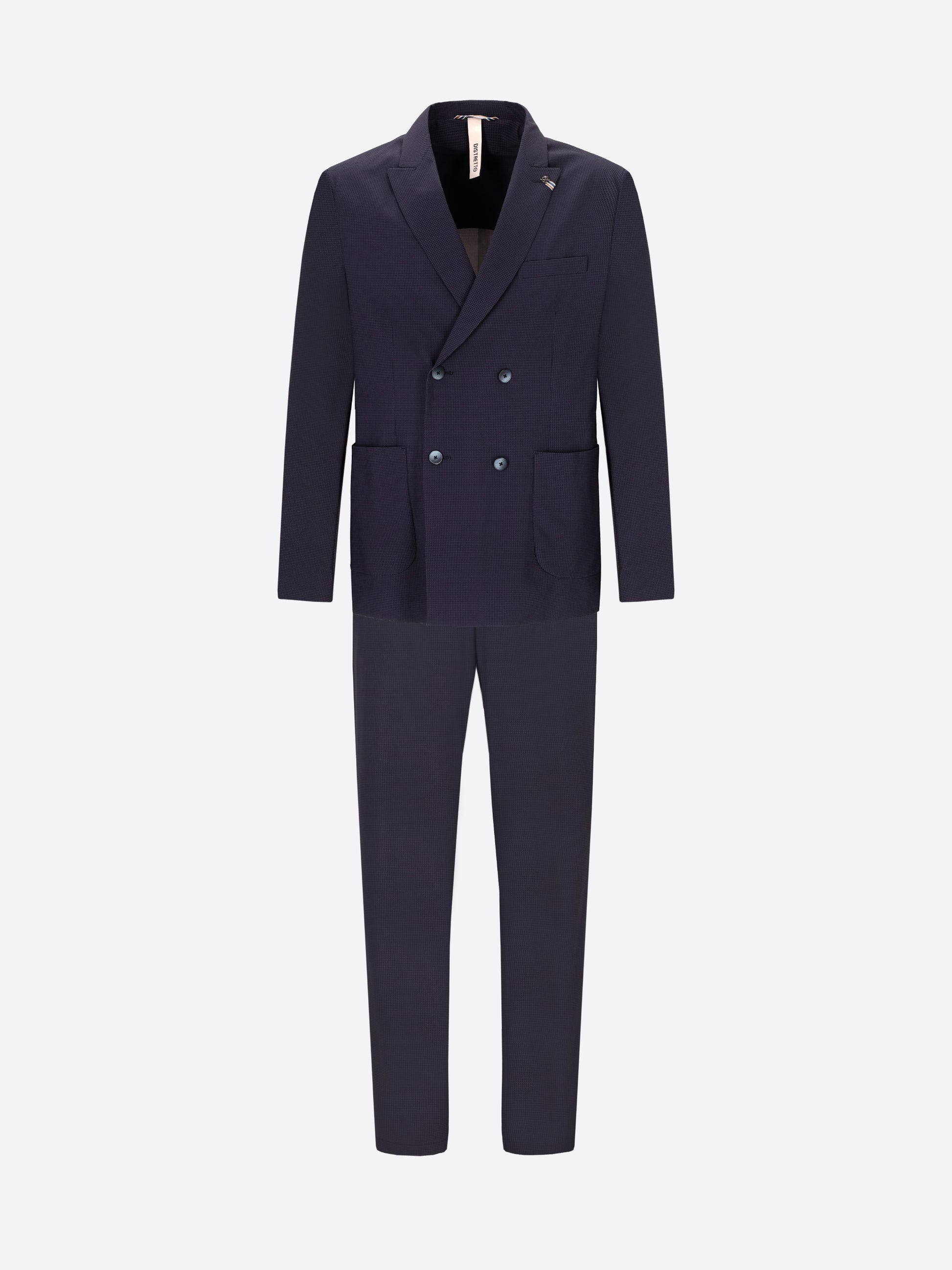 High-Perform12 Sequoia Suit Blue In Printed Micro-Patterned Fabric