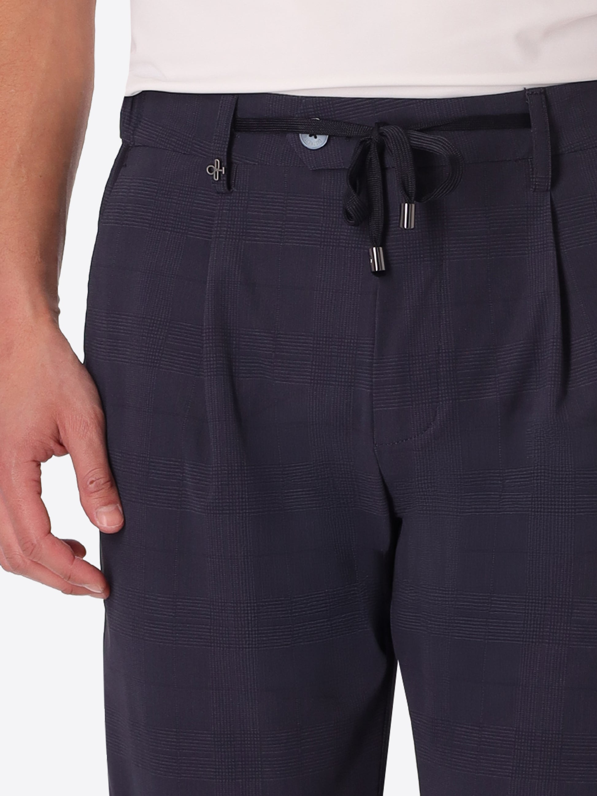 High-Perform12 Rio Pences Trousers Quercia In Technical Active Stretch Prince Of Wales Fabric