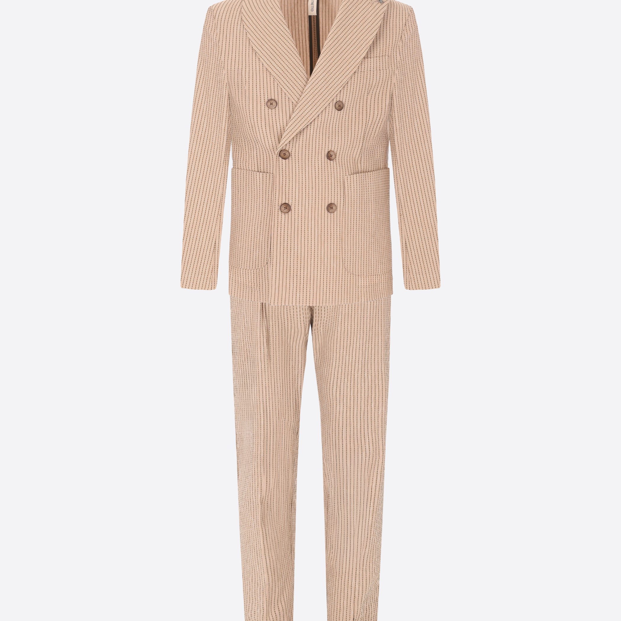 Abito Acero in Tessuto Super-Stretch con Righe Alternate in Rilievo