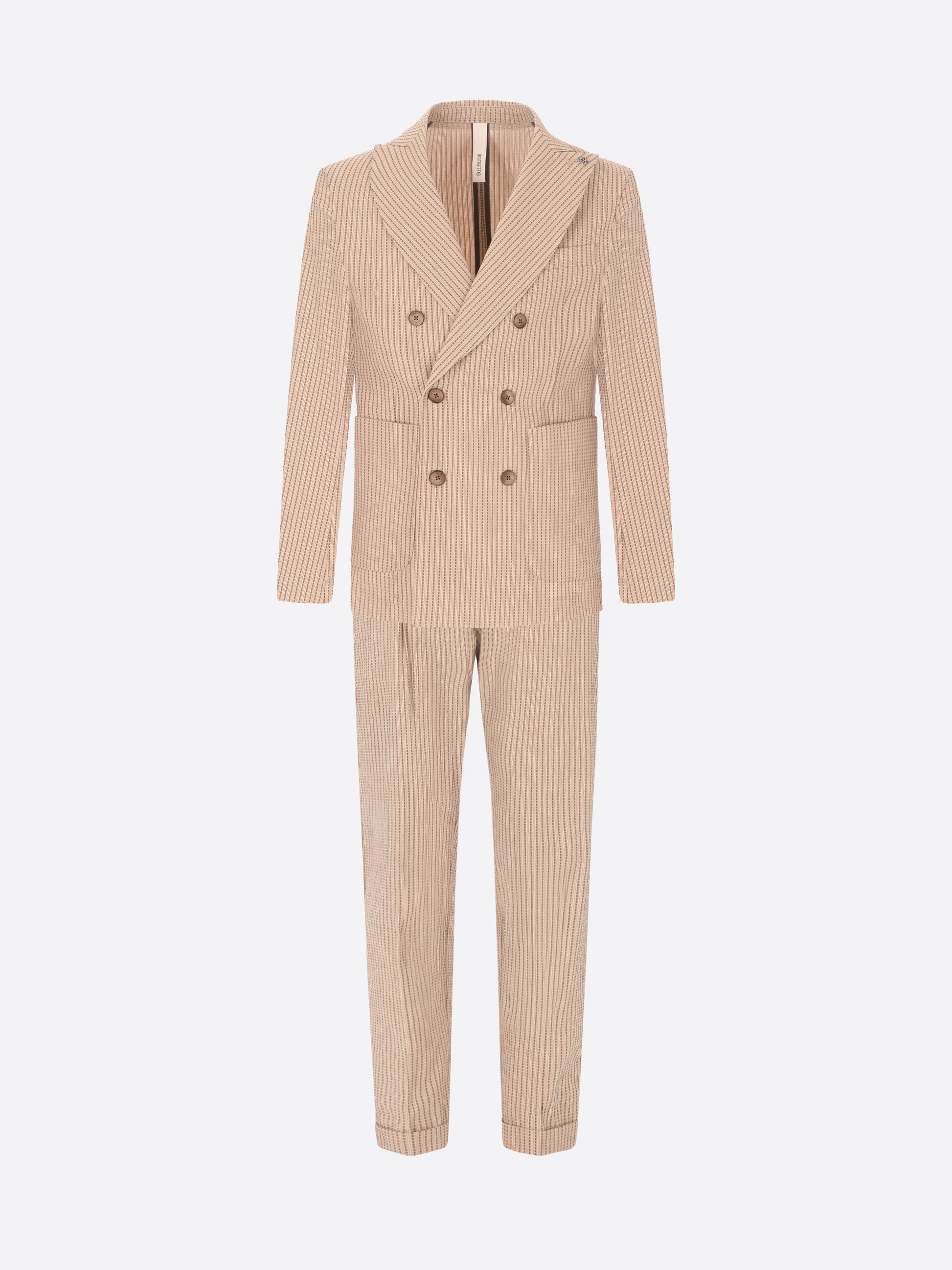Abito Acero in Tessuto Super-Stretch con Righe Alternate in Rilievo