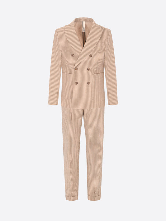 Abito Acero in Tessuto Super-Stretch con Righe Alternate in Rilievo