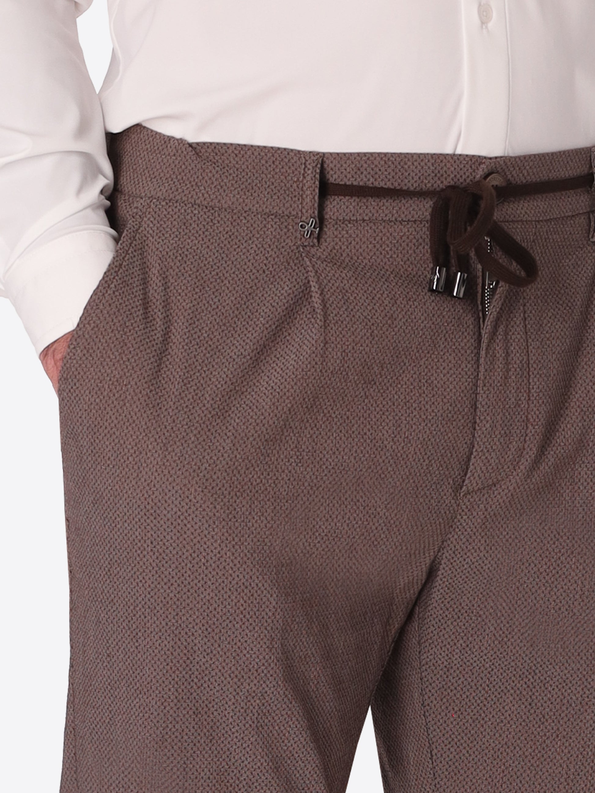 Pantalone Rio Pence Ginseng In Tessuto Super Stretch A Puntino In Rilievo