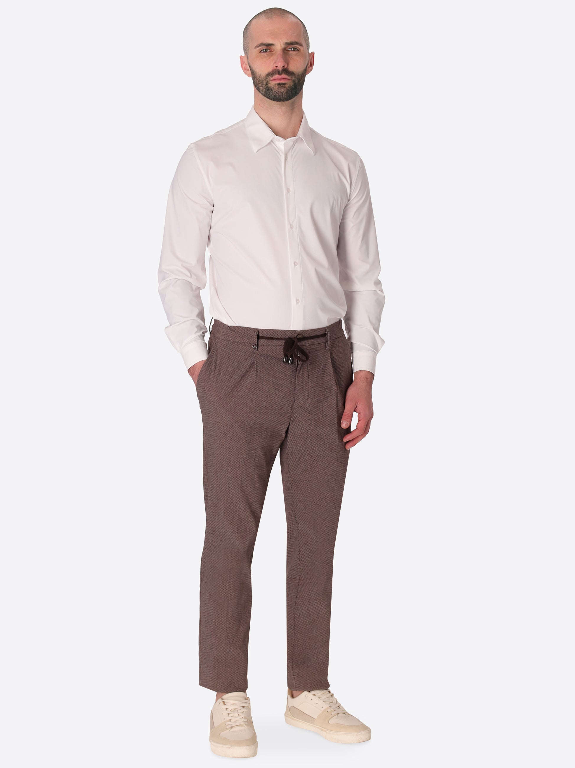 Pantalone Rio Pence Ginseng In Tessuto Super Stretch A Puntino In Rilievo