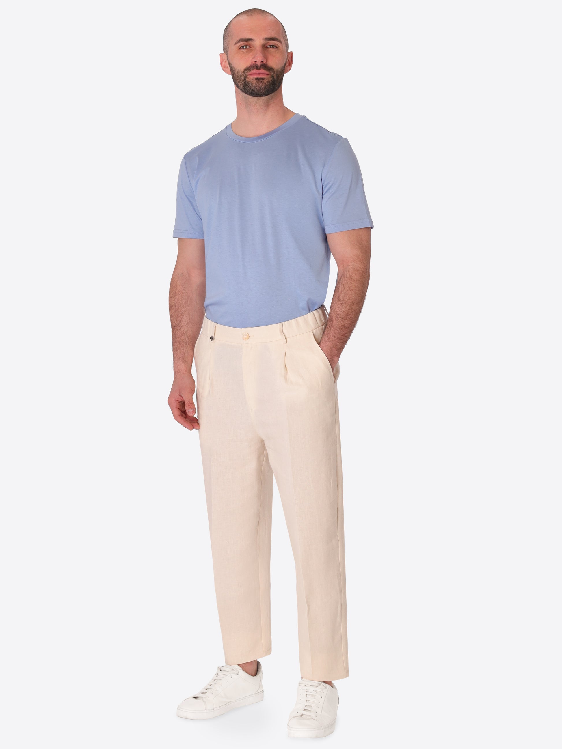 Ban Trousers Certo In Soft-Touch Linen Blend Fabric