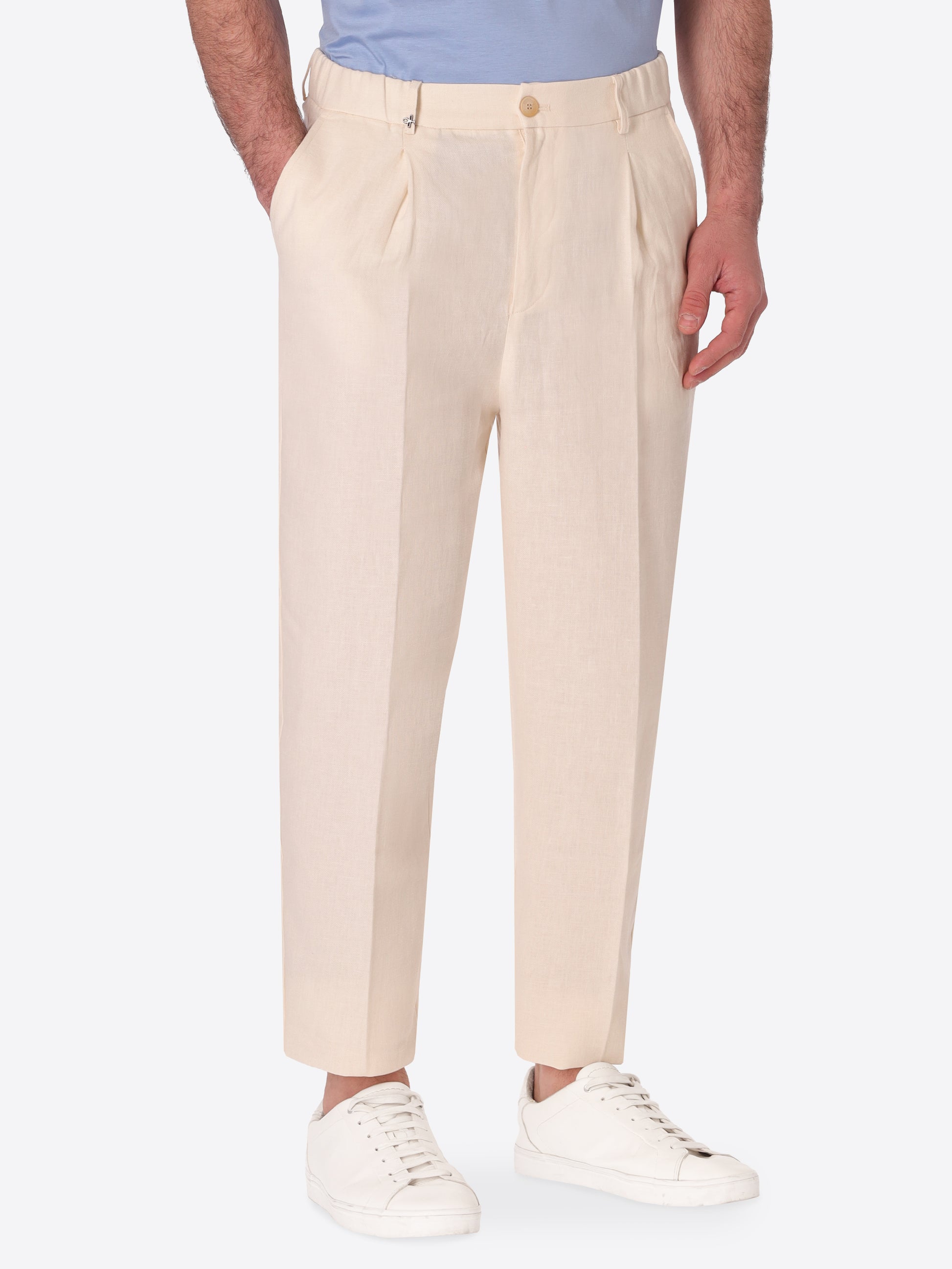 Ban Trousers Certo In Soft-Touch Linen Blend Fabric