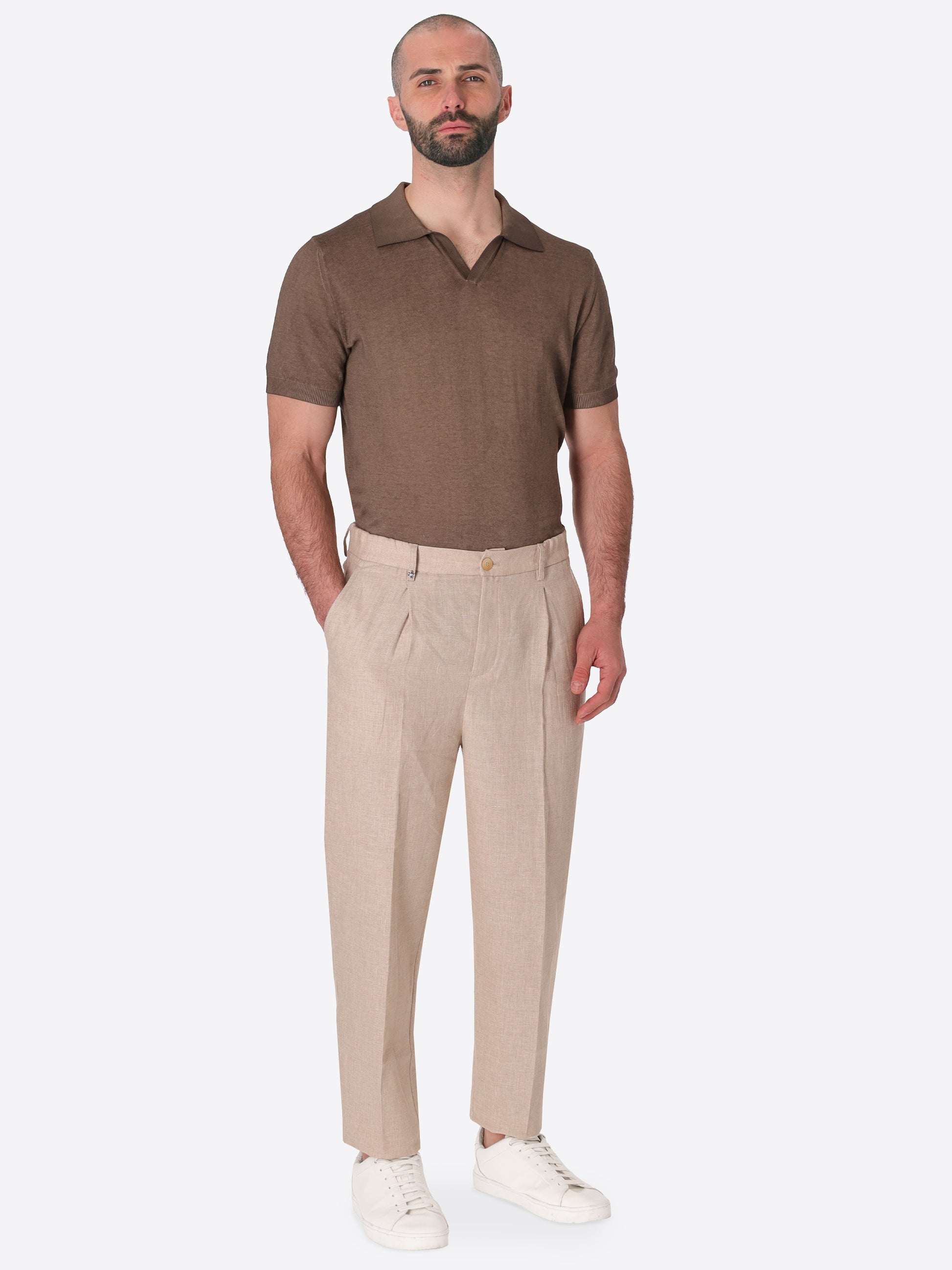 Ban Trousers Certo In Soft-Touch Linen Blend Fabric