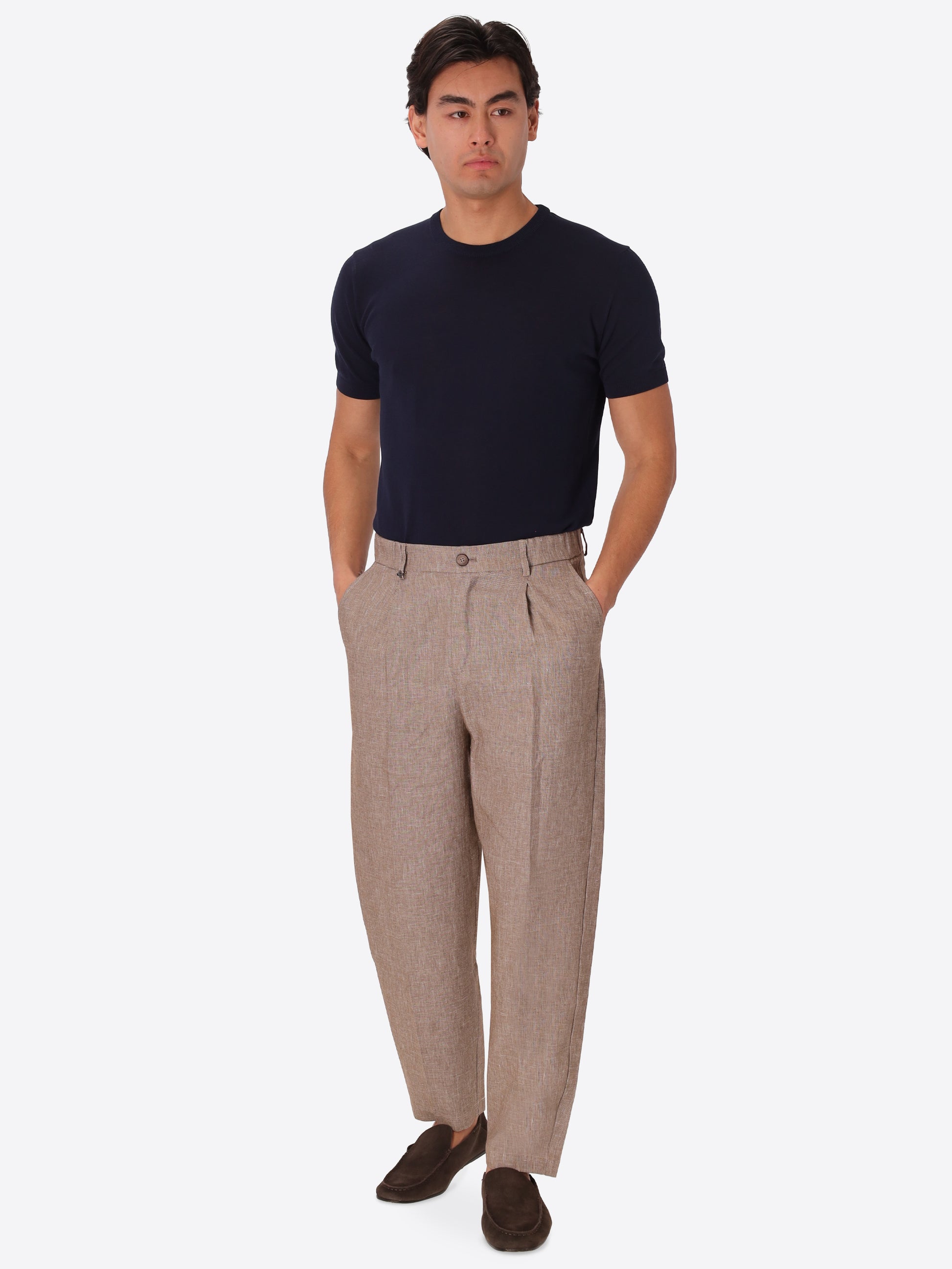 Ban Trousers Certo In Soft-Touch Linen Blend Fabric