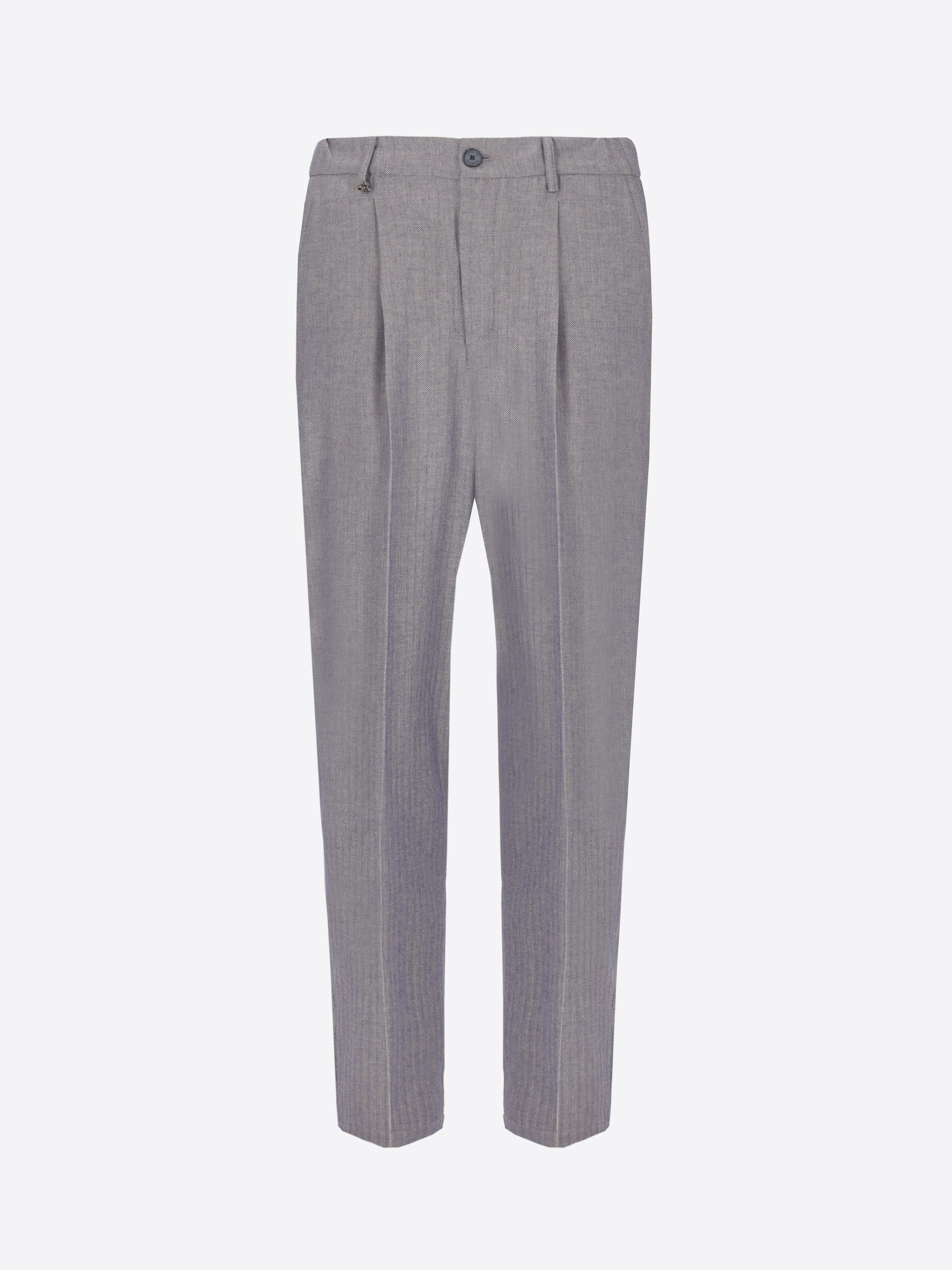 Blue Trifoglio Suit In Lightweight Herringbone Pattern Fabric