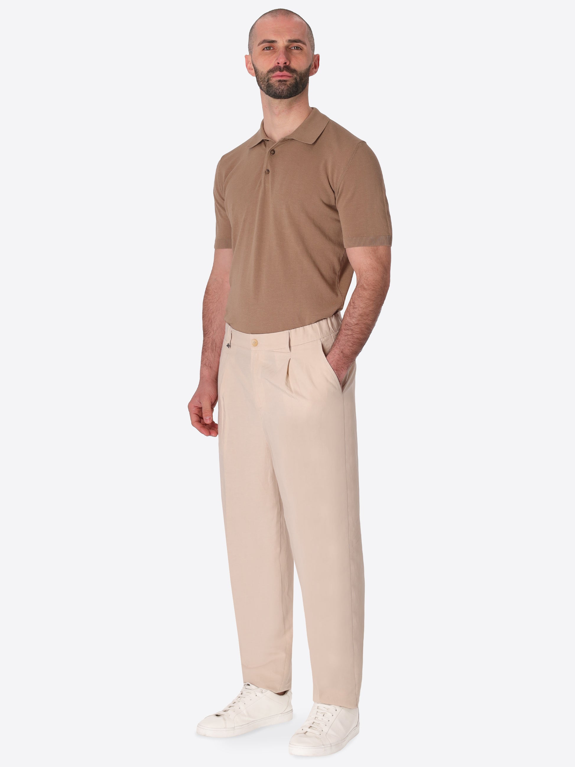Ban Trousers Alloro In Lightweight Linen-Viscose Fabric
